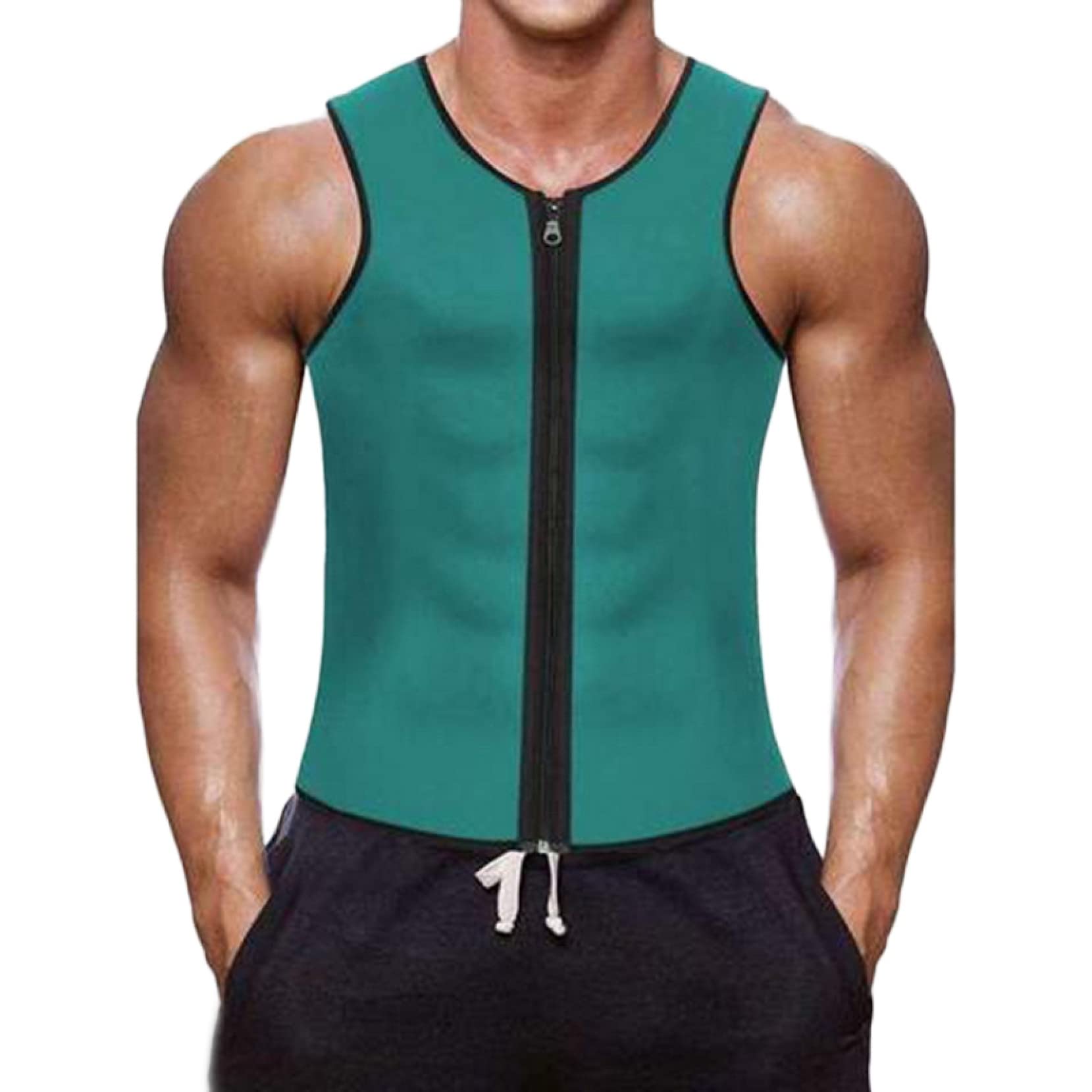 EBRICON Men's Body Shaper Vest - Waist Trainer & Sauna Belt for Weight Loss, Workout & Sweat - Adjustable Zipper Shapewear for Tummy Control - Perfect for Gym, Running & Daily Wear