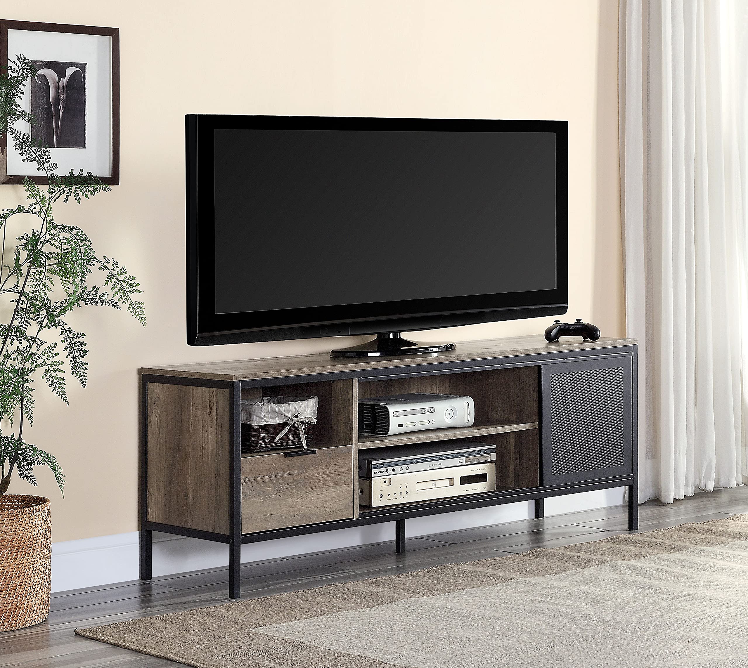 Modern TV Stand with Mount - Sturdy Media Console for Living Room & Bedroom - LV00404 - Perfect for Flat Screen TVs, Entertainment Centers & Home Theater Setups