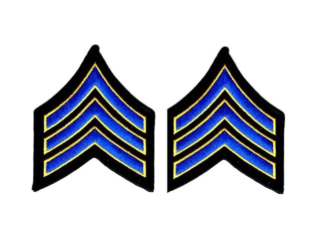 Royal Blue & Gold Chevron Police Patches - 3-inch Wide Sergeant Stripes for Law Enforcement, Sheriff, Security (Pair) | Perfect for Uniforms, Badge Replacement & Professional Identification