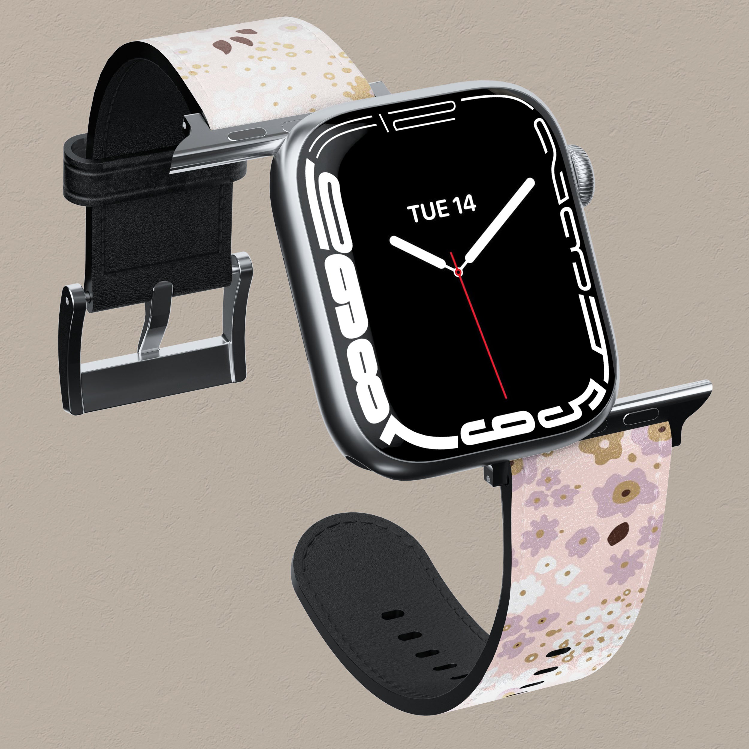 Pink Floral Apple Watch Band - Soft Silicone Strap for Women, Compatible with All Apple Watch Models - Perfect for Workouts, Running & Everyday Fashion
