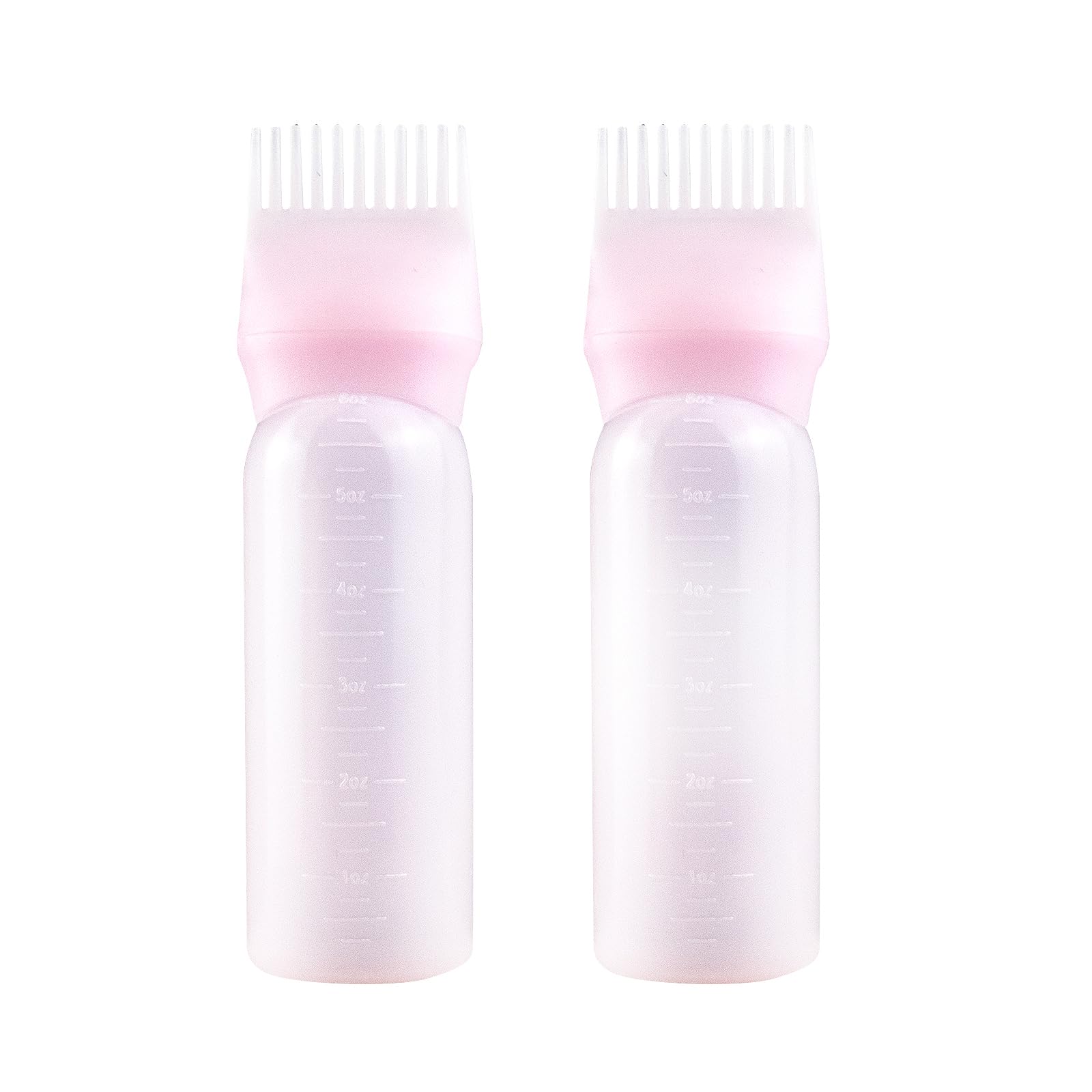 6oz Root Comb Applicator Bottle for Hair Oil & Dye - 2 Pack Pink Bottles with Graduated Scale | Perfect for At-Home Hair Treatments, Salon Use & DIY Hair Care