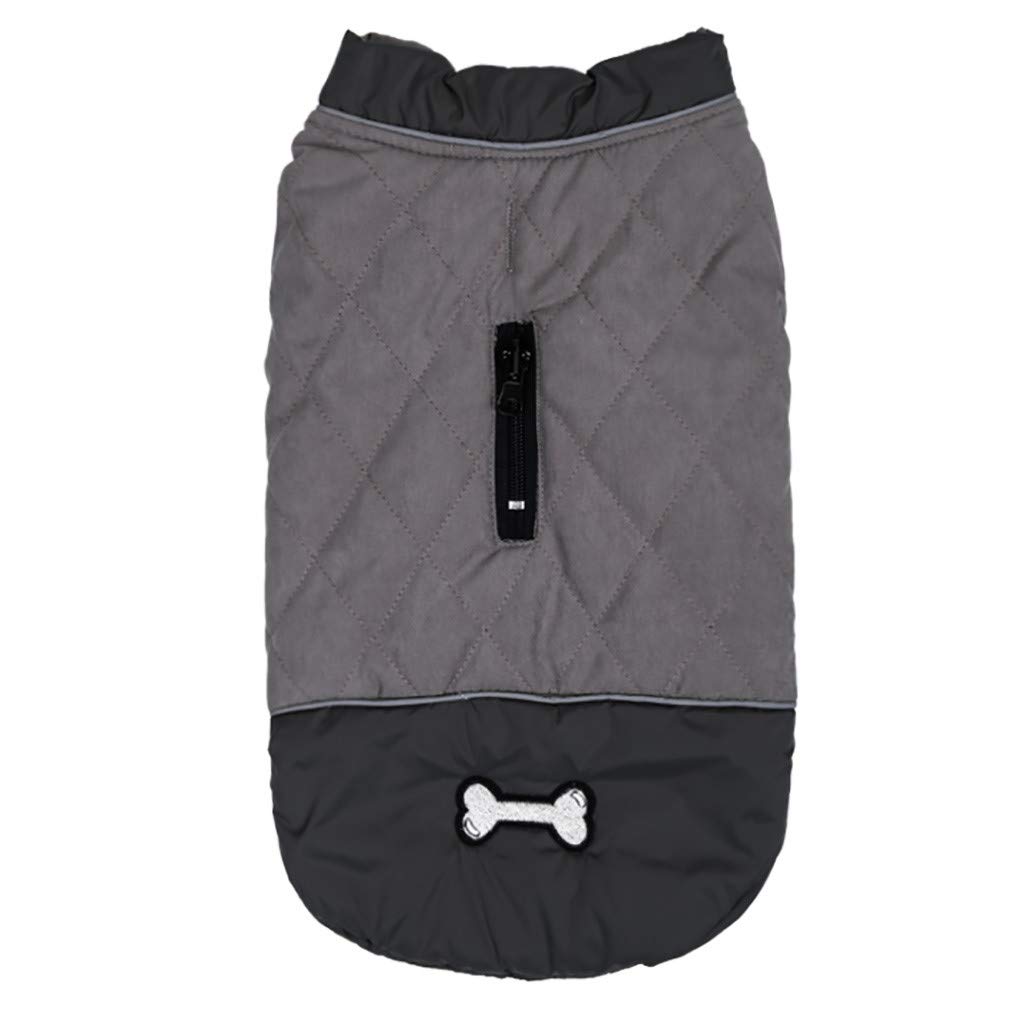 Jolincc Medium Dog Sweater - Windproof Waterproof Winter Coat for Small Medium Large Dogs - Warm Pet Jacket for Chihuahuas & Puppies (Grey, XXXL) - Perfect for Outdoor Walks & Cold Weather Protection