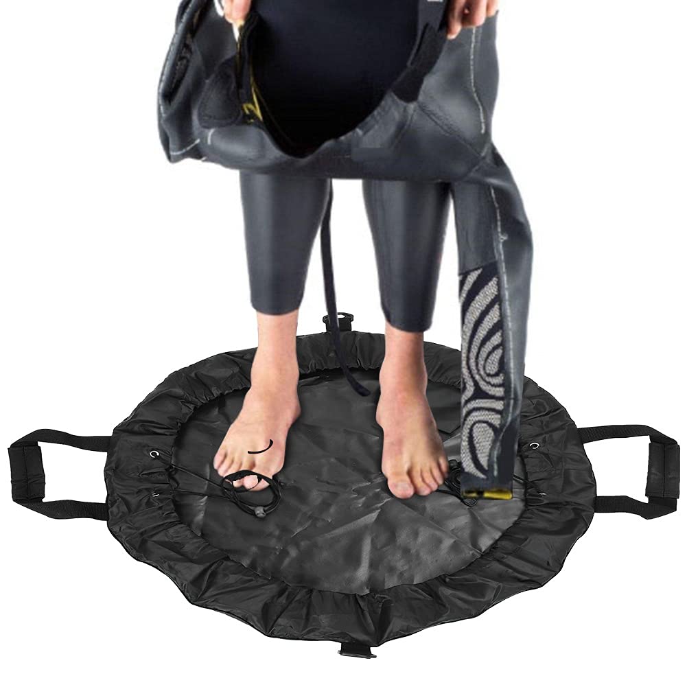 Alvinlite Waterproof Wetsuit Changing Mat - Portable Surf & Dive Dry Bag with Pockets & Handle Straps (Black) - Perfect for Beach, Pool & Water Sports Gear Storage