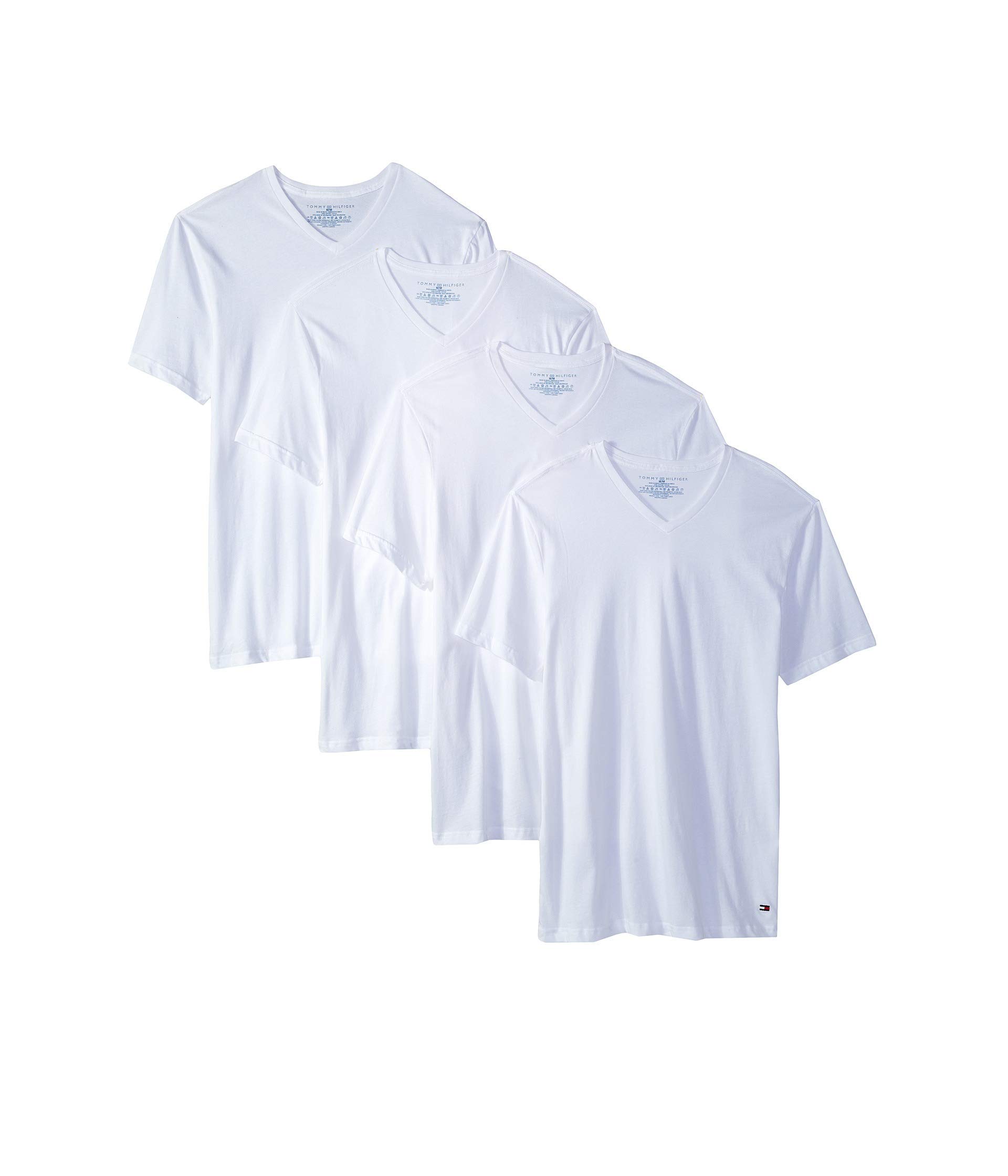Tommy Hilfiger Men's Cotton V-Neck Undershirts 4-Pack - Soft, Breathable & Comfortable for Everyday Wear, Layering, and Casual Outfits