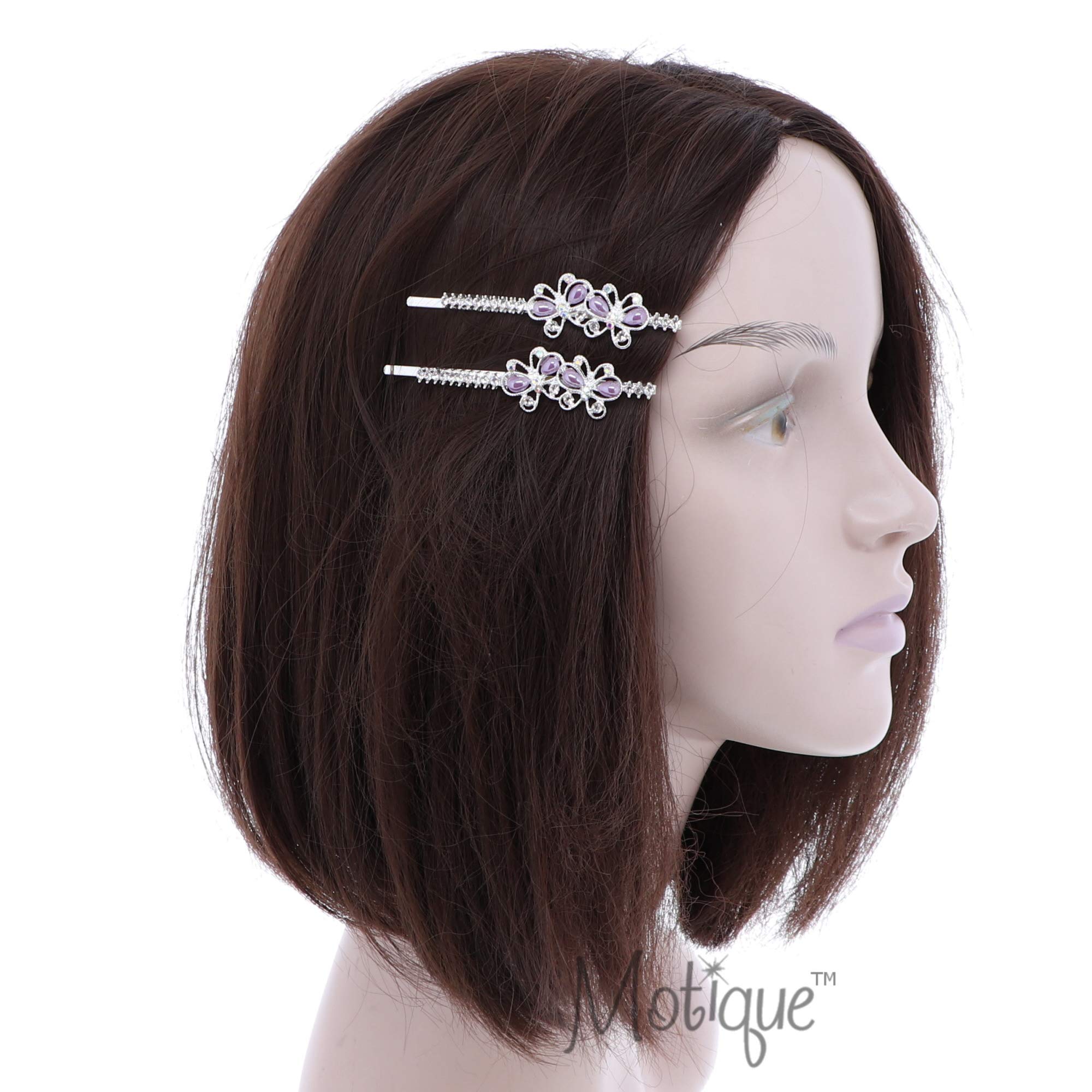 Elegant Lavender Butterfly Pearl Hair Pins for Brides - Set of 2, Perfect for Weddings, Proms, and Special Occasions