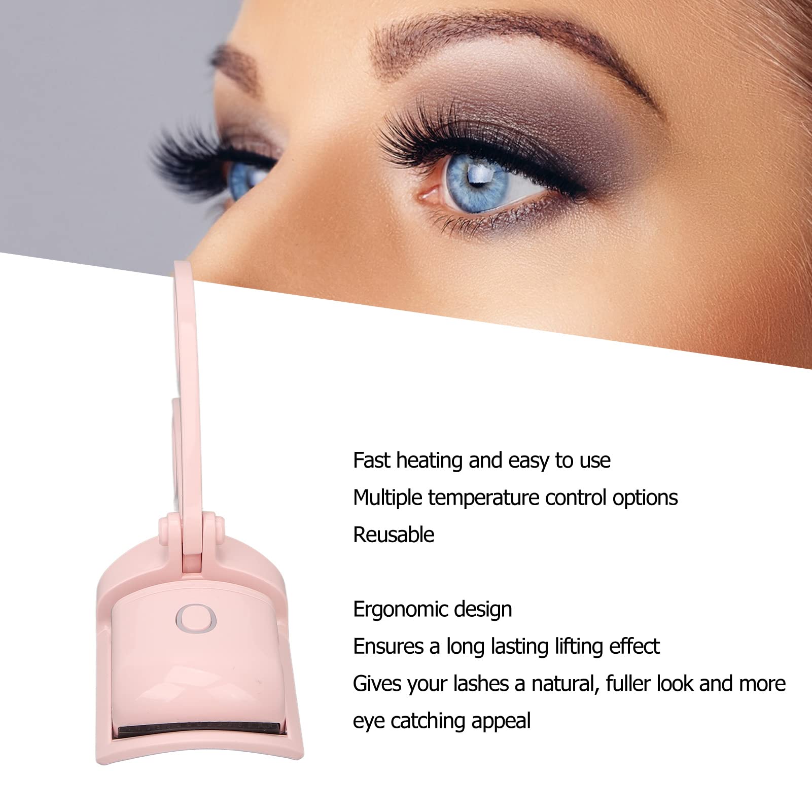 Rechargeable Electric Heated Eyelash Curler - Ergonomic Mini Lash Curling Tool for Home & Travel (Pink) | Perfect for Daily Makeup, Salon-Like Curls at Home, Gifts for Beauty Lovers