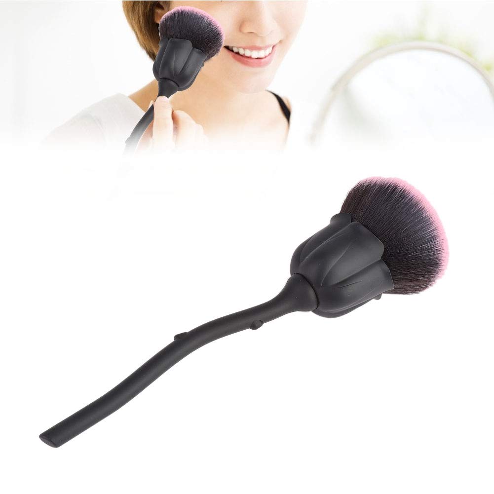 Rose Shape Nail Dust Brush with Long Handle - Perfect for Manicure & Nail Art (Black)