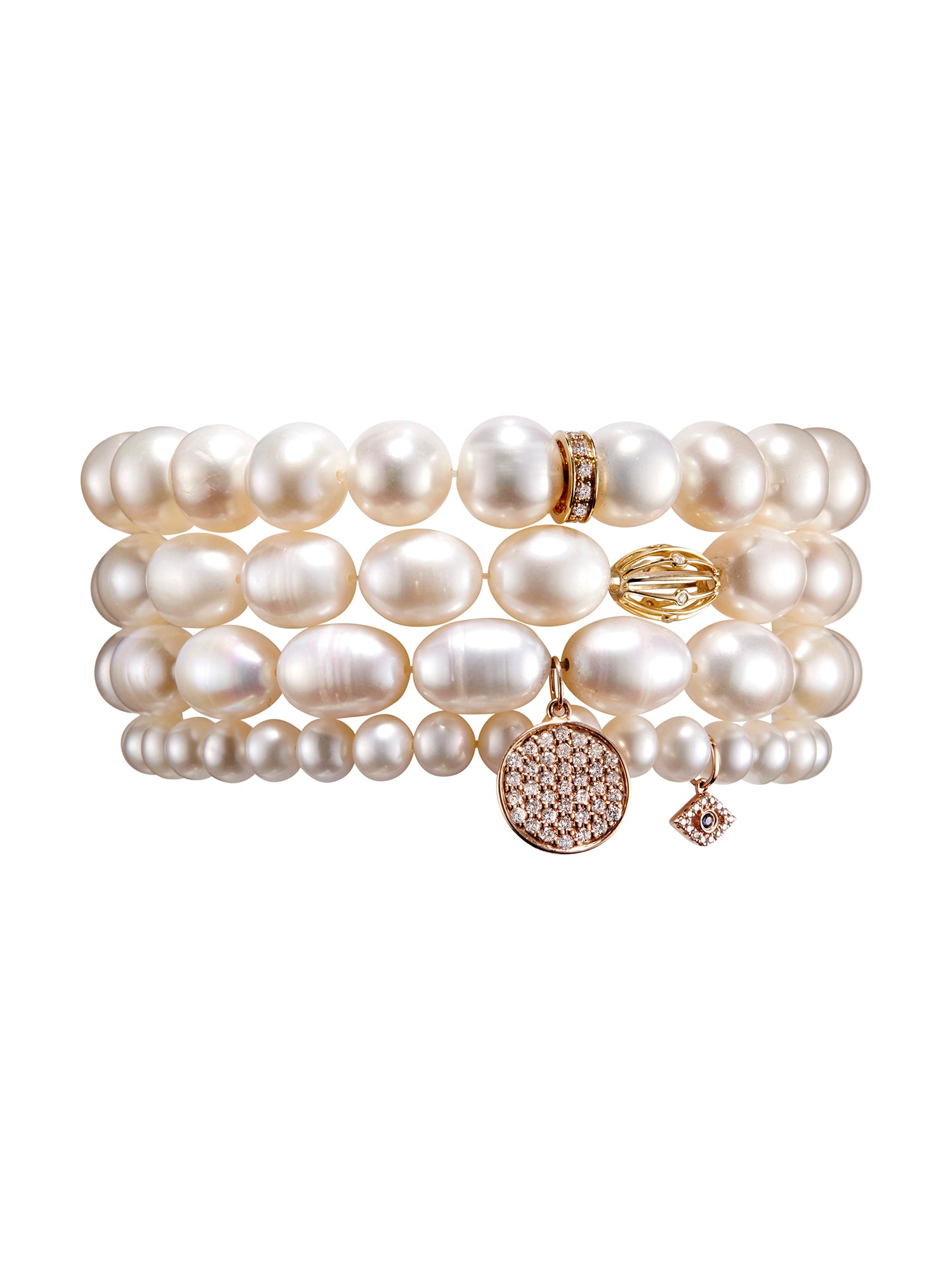 Elegant Pearl Pavé Diamond Rondelle Bracelet for Women - Perfect for Weddings, Anniversaries & Special Occasions