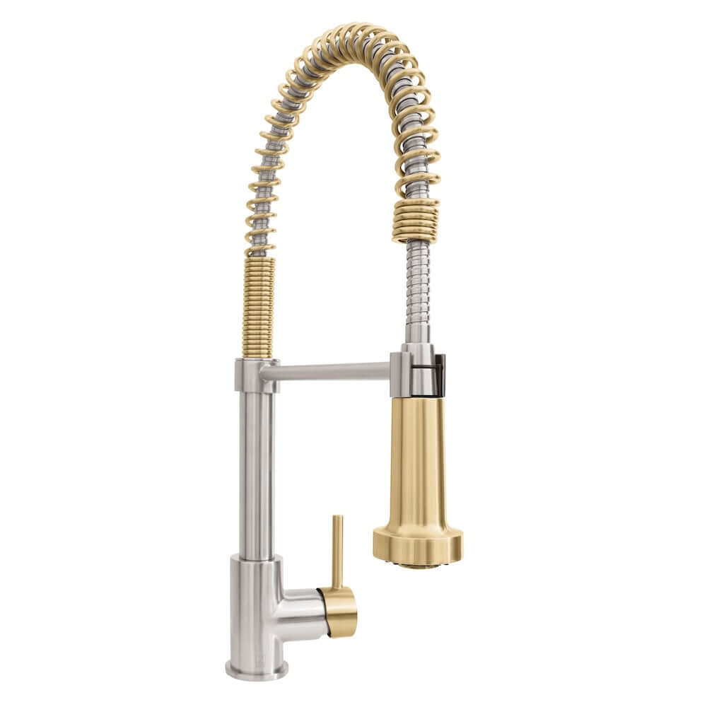 ZLINE Autograph Edition Apollo Pull Down Spring Single Handle Kitchen Faucet with 6 Color Options - Modern Brushed Nickel, Matte Black & More | Perfect for Farmhouse, Commercial & Residential Kitchens