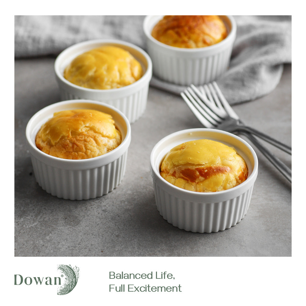 6-Piece 4 Oz Ramekin Set - Oven-Safe Ceramic Baking Dishes for Crème Brûlée, Soufflés & Desserts - Perfect for Home Baking & Restaurant Use
