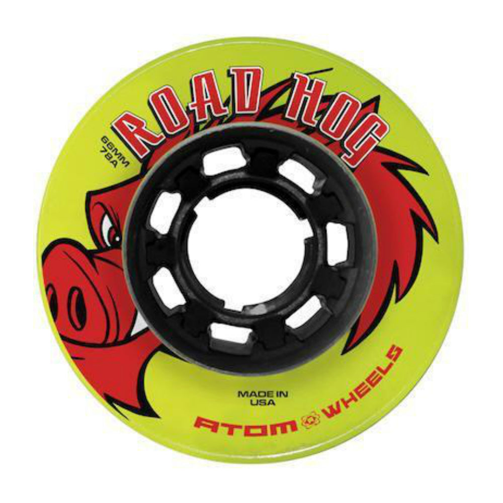 Atom Road 65mm Hog Quad Wheels - 4 Pack Set for Skateboards, Longboards & Electric Scooters - High Performance PU Wheels for Smooth Riding
