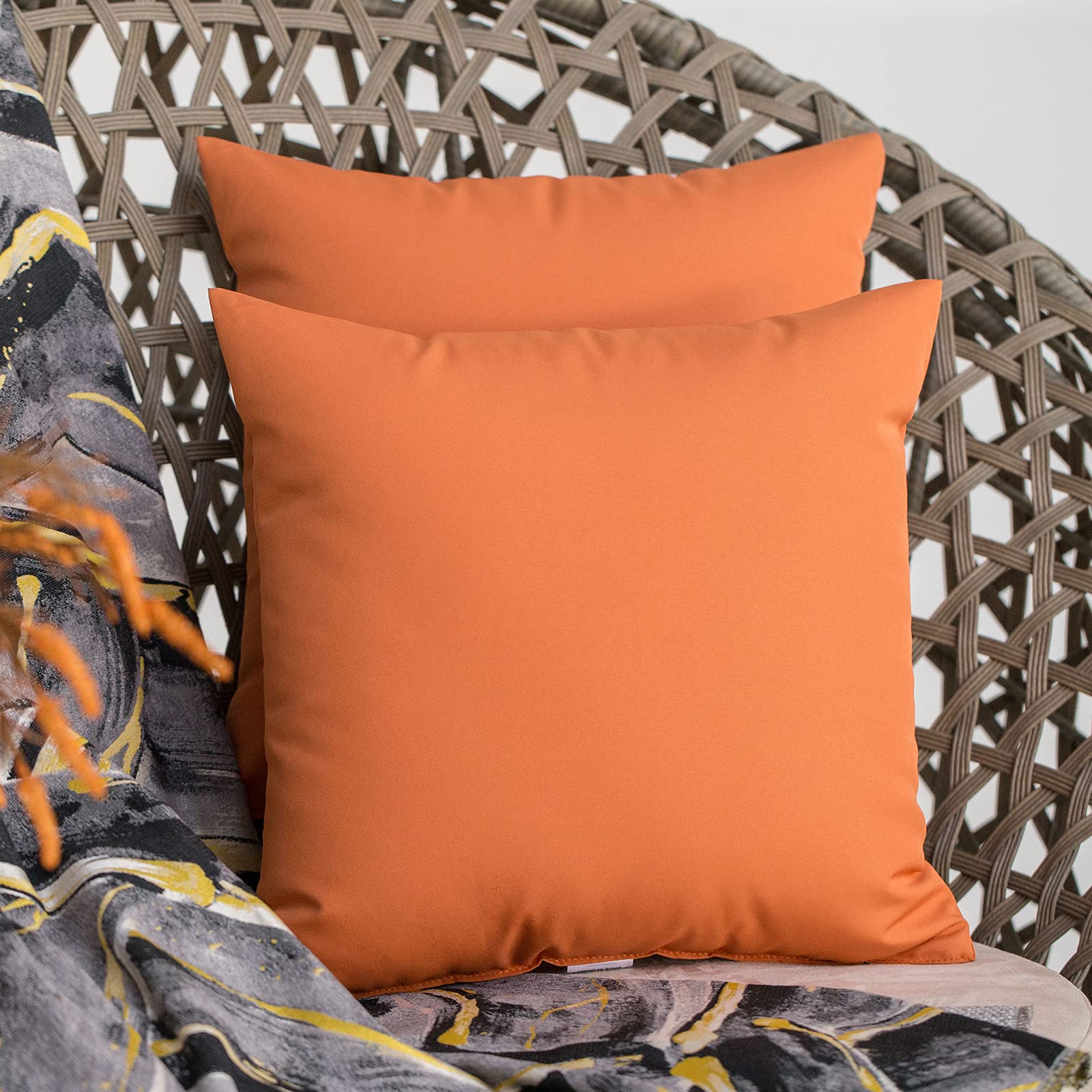 JMGBird Outdoor Pillows Set of 2 - 18×18 Inch Waterproof Patio Throw Pillows with Insert - All-Weather Cushions for Garden, Poolside, Deck & Porch Furniture