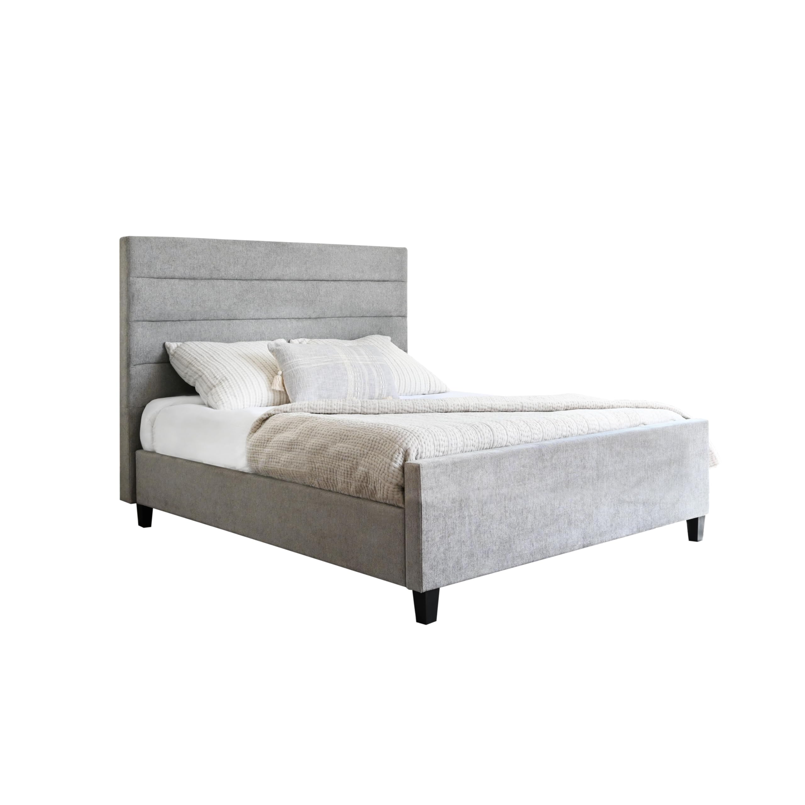 Abbyson Living Contemporary Queen Size Fabric Upholstered Platform Bed Frame in Gray - Modern Bedroom Furniture for Master Bedroom & Guest Room
