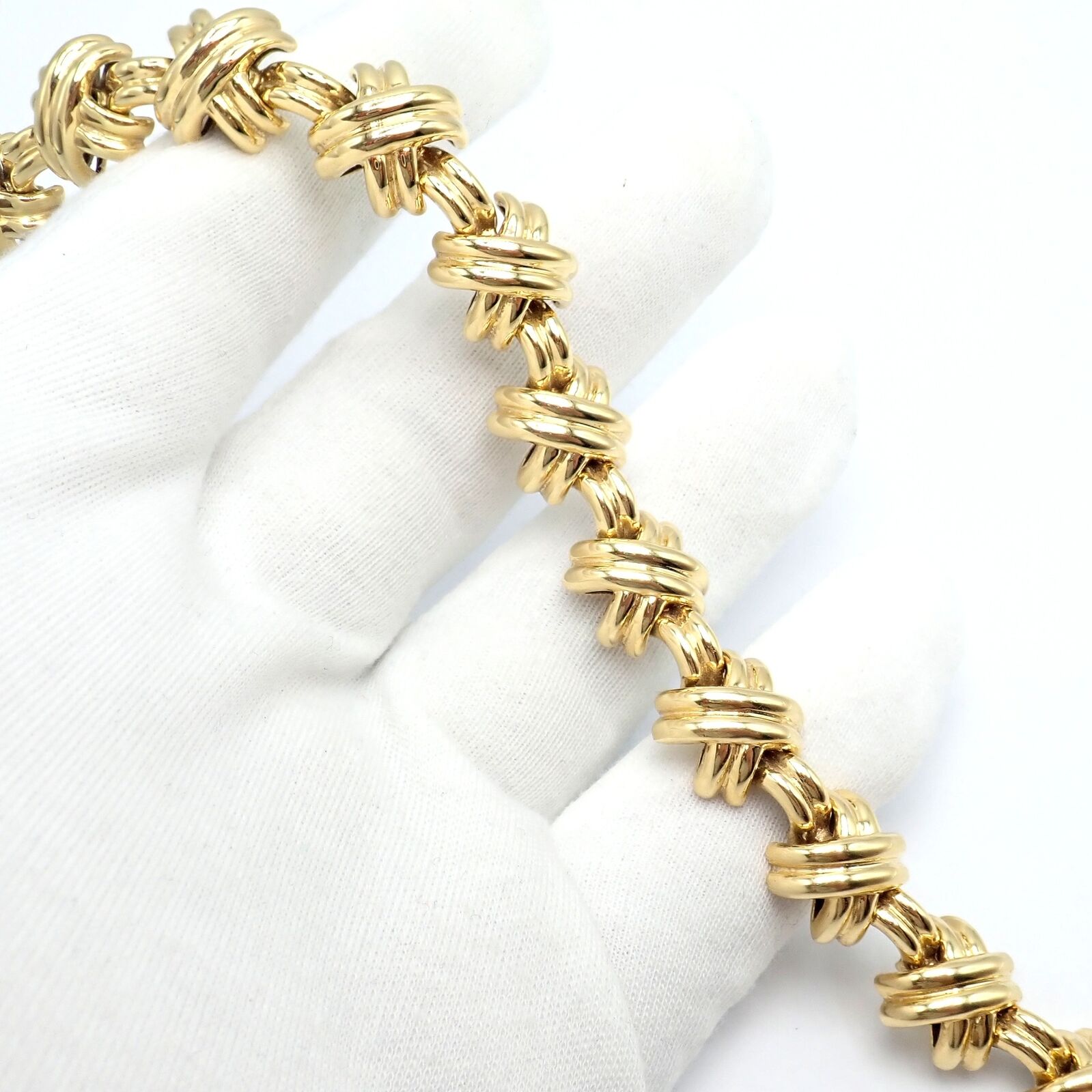 Vintage Tiffany & Co. 18k Yellow Gold Large X Classic Signature Necklace | Elegant Jewelry for Women | Perfect for Weddings, Anniversaries & Special Occasions