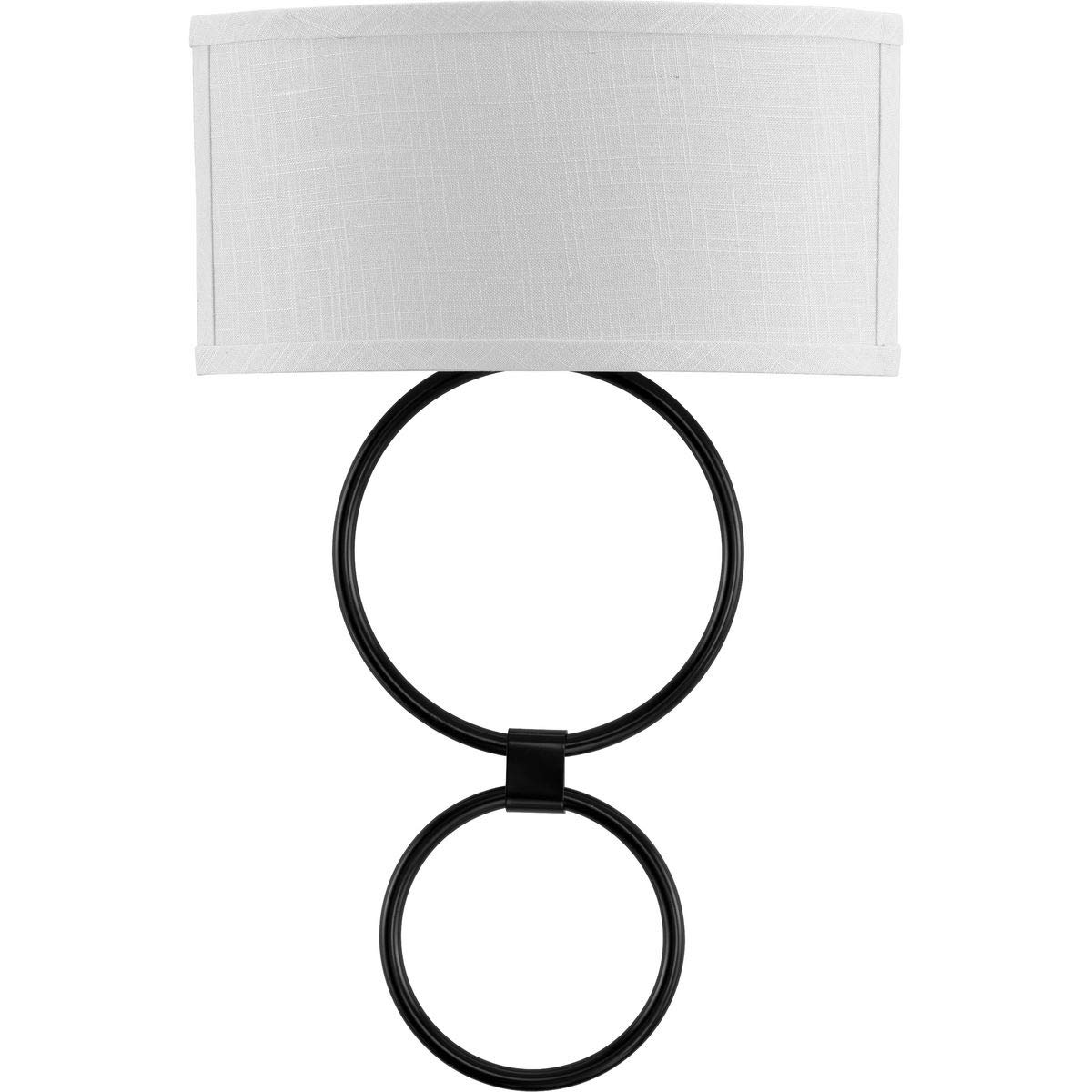 Progress Lighting LED Shaded Sconce - Black One-Light Circle Wall Light Fixture for Bedroom, Hallway & Living Room | Energy Efficient Modern LED Wall Sconce