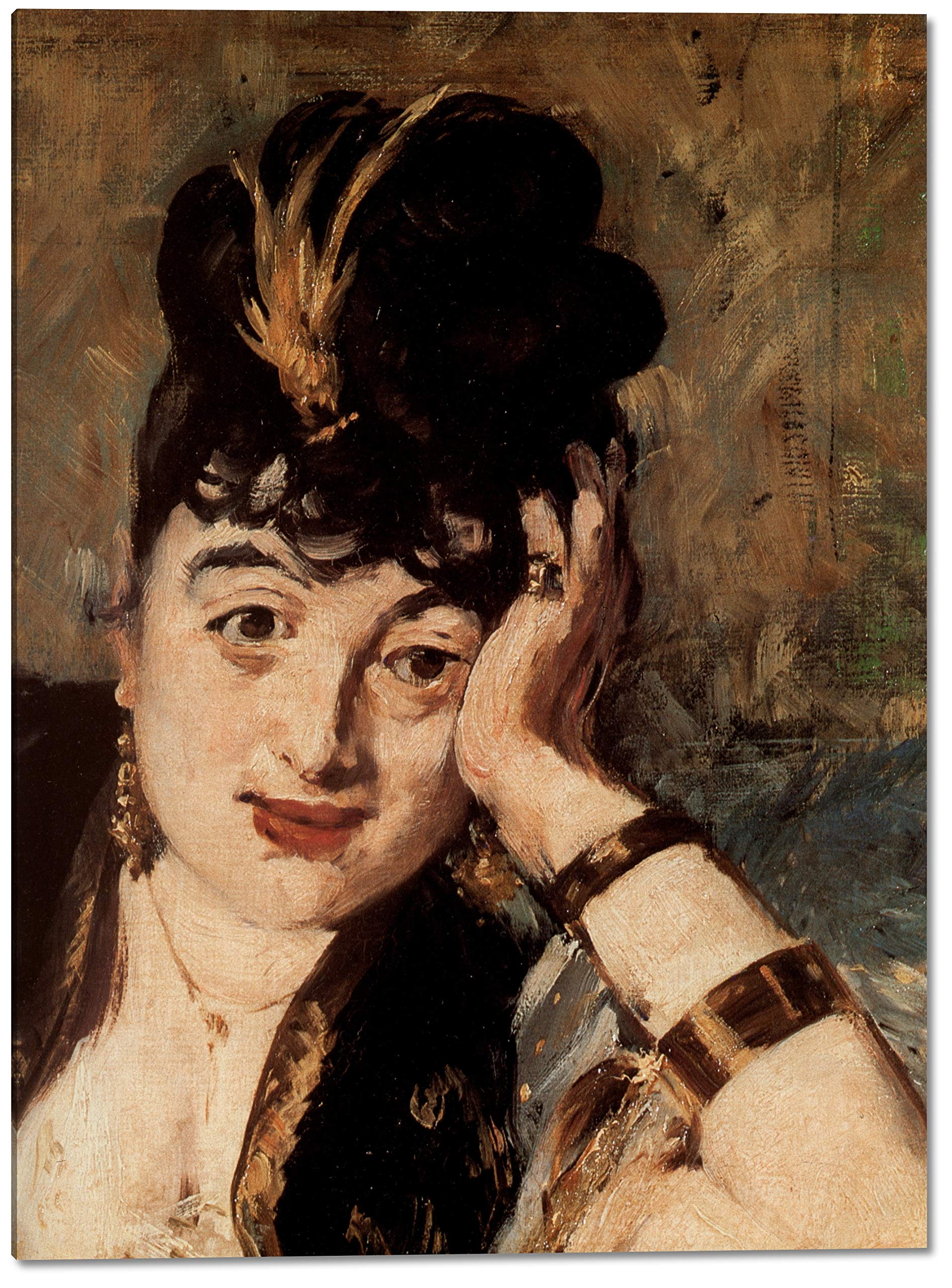 Edouard Manet 'Woman with Fans' 18x24 Inch Canvas Art Print - Premium Gallery Wrapped Framed Painting for Living Room, Bedroom & Office Decor - Ready to Hang Wall Art