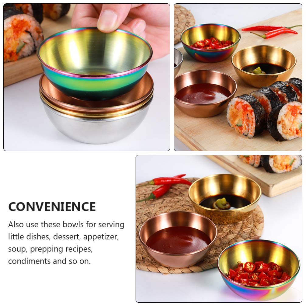 4-Piece Stainless Steel Sauce Dishes Set - Versatile Condiment Bowls for Appetizers, Dips & Kitchen Use | Durable, Easy-Clean Mini Serving Plates | Perfect for Parties, Restaurants & Home Dining