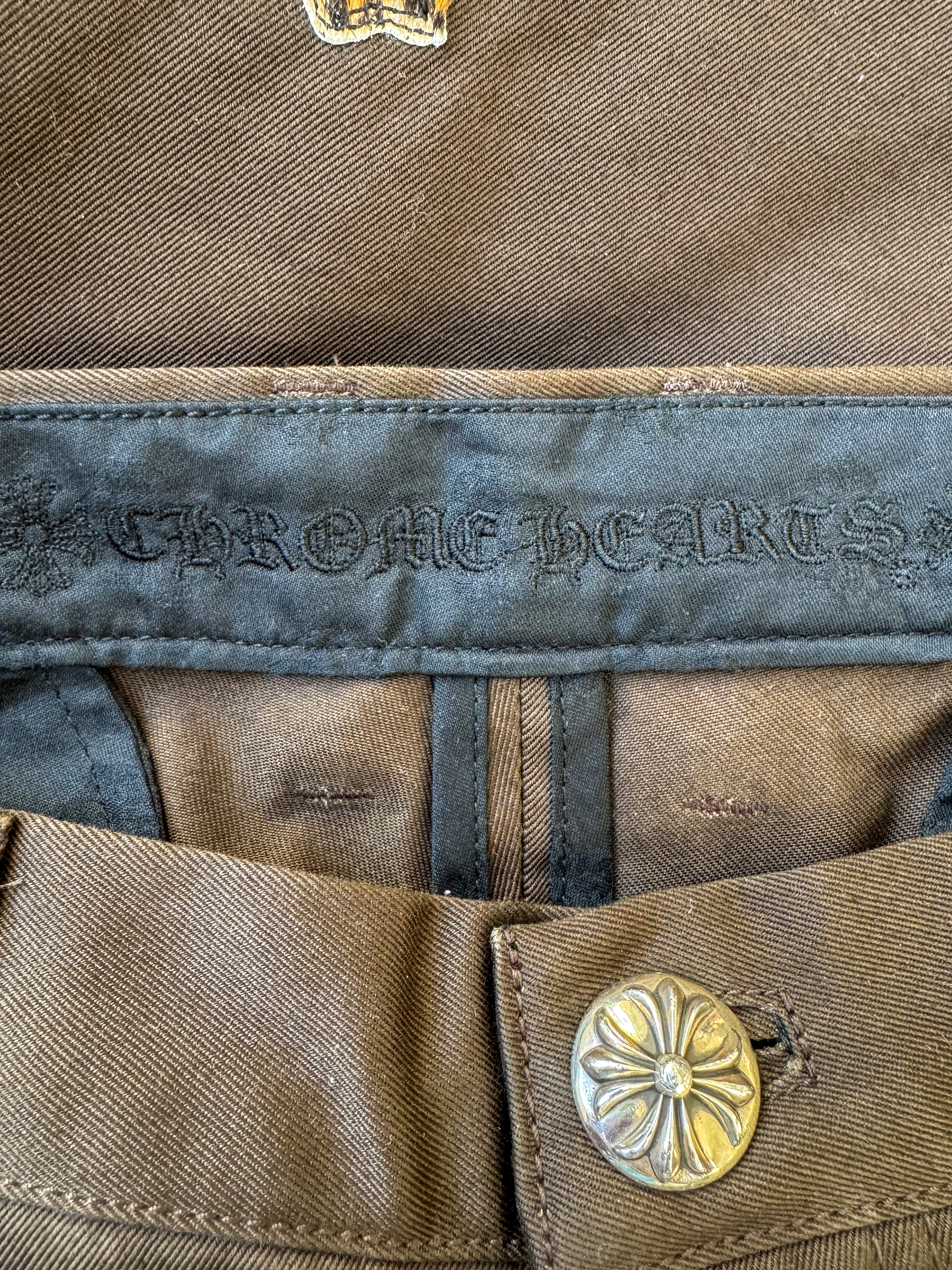 Chrome Hearts Brown Cross Patch Chino Pants for Men - Stylish Casual & Streetwear Fashion | Perfect for Everyday Wear, Parties, and Urban Outfits