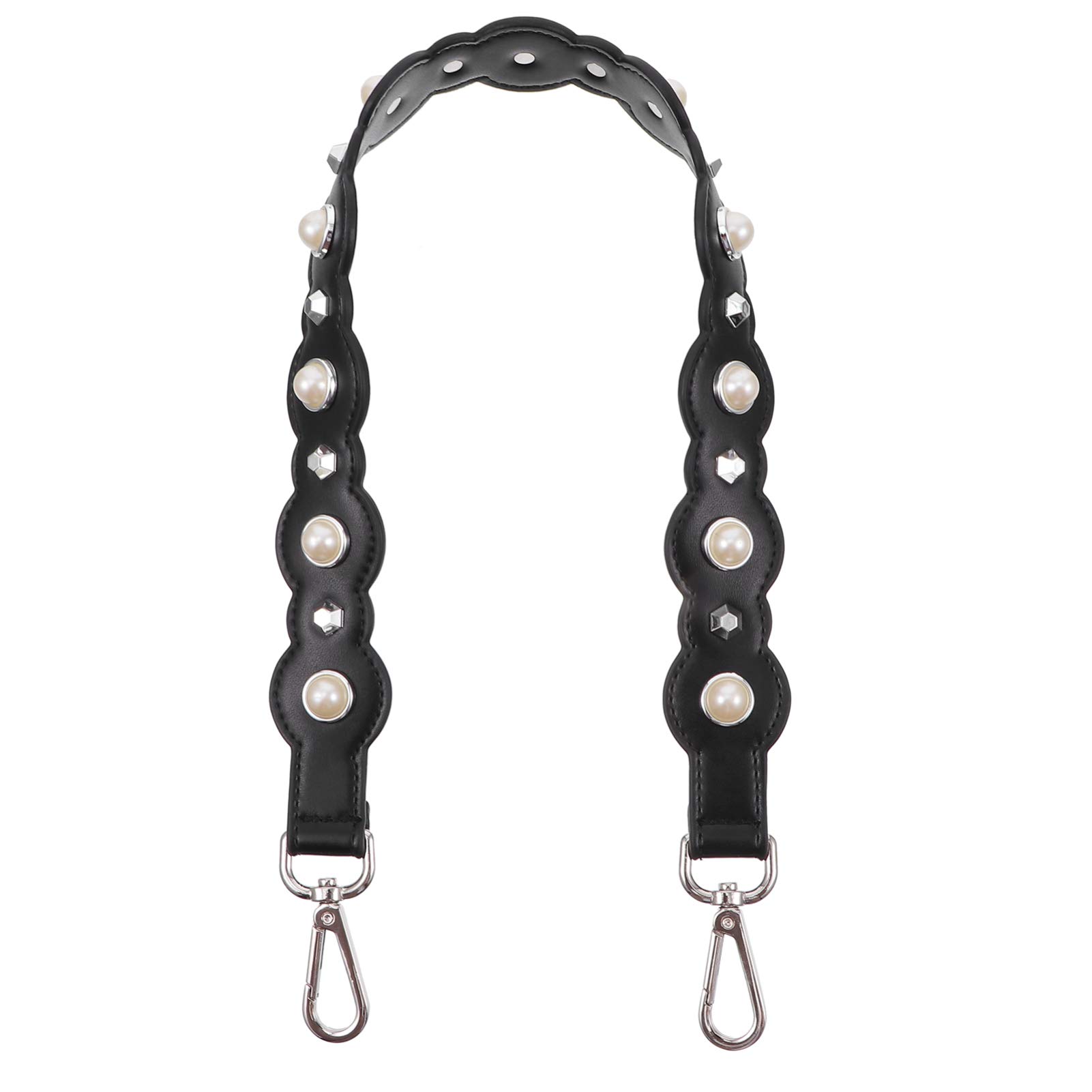 KESYOO Genuine Leather Pearl Handbag Strap - Adjustable Beaded Purse Strap for Women, Crossbody Bag Sling, Soft Leather Messenger Chain Handle (Perfect for Daily Use, Parties & Travel)