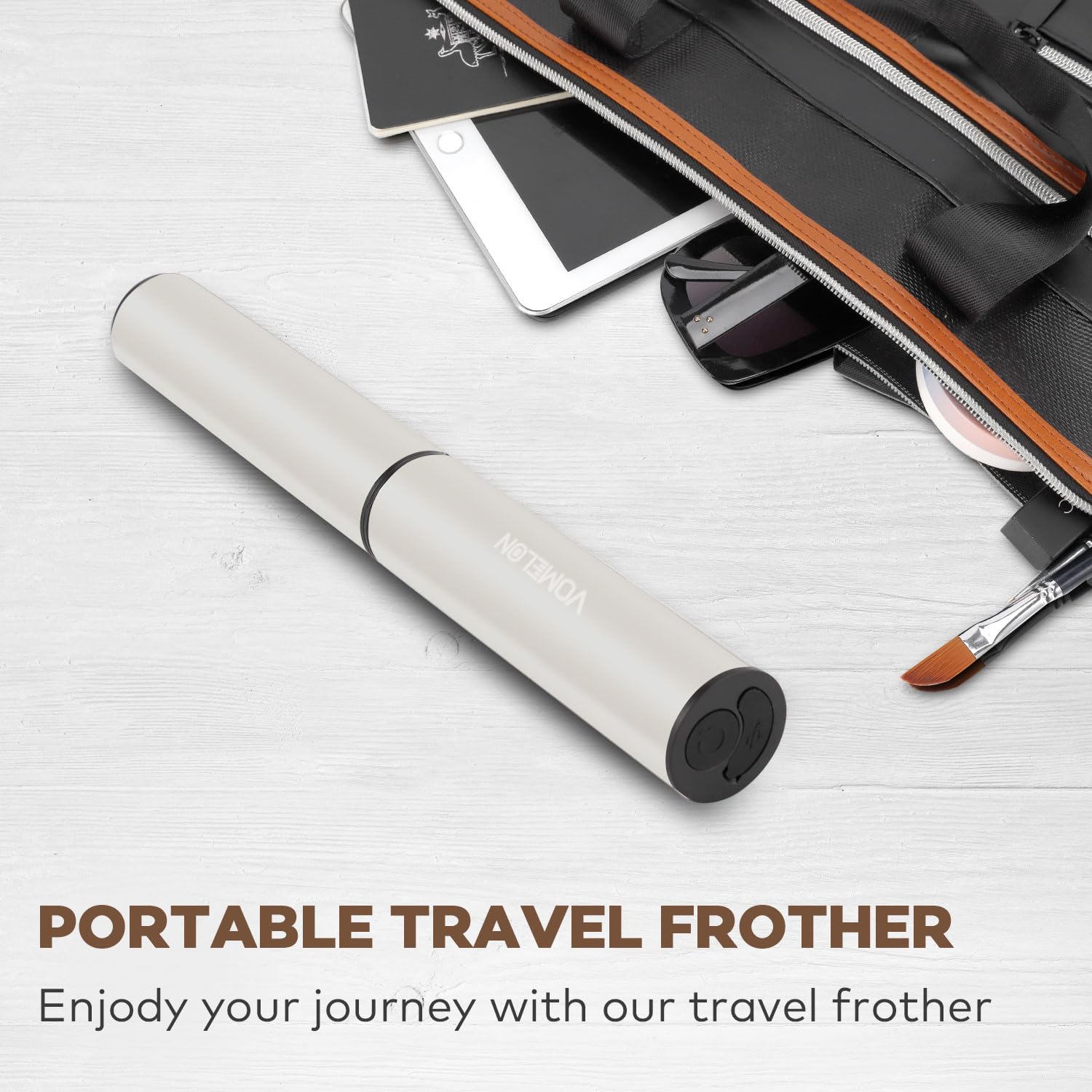 Rechargeable Milk Frother for Coffee - Portable Electric Drink Mixer with 2 Stainless Steel Whisk Heads - Perfect for Keto Coffee, Latte, Cappuccino & Hot Chocolate - Ideal for Home, Office & Travel Use