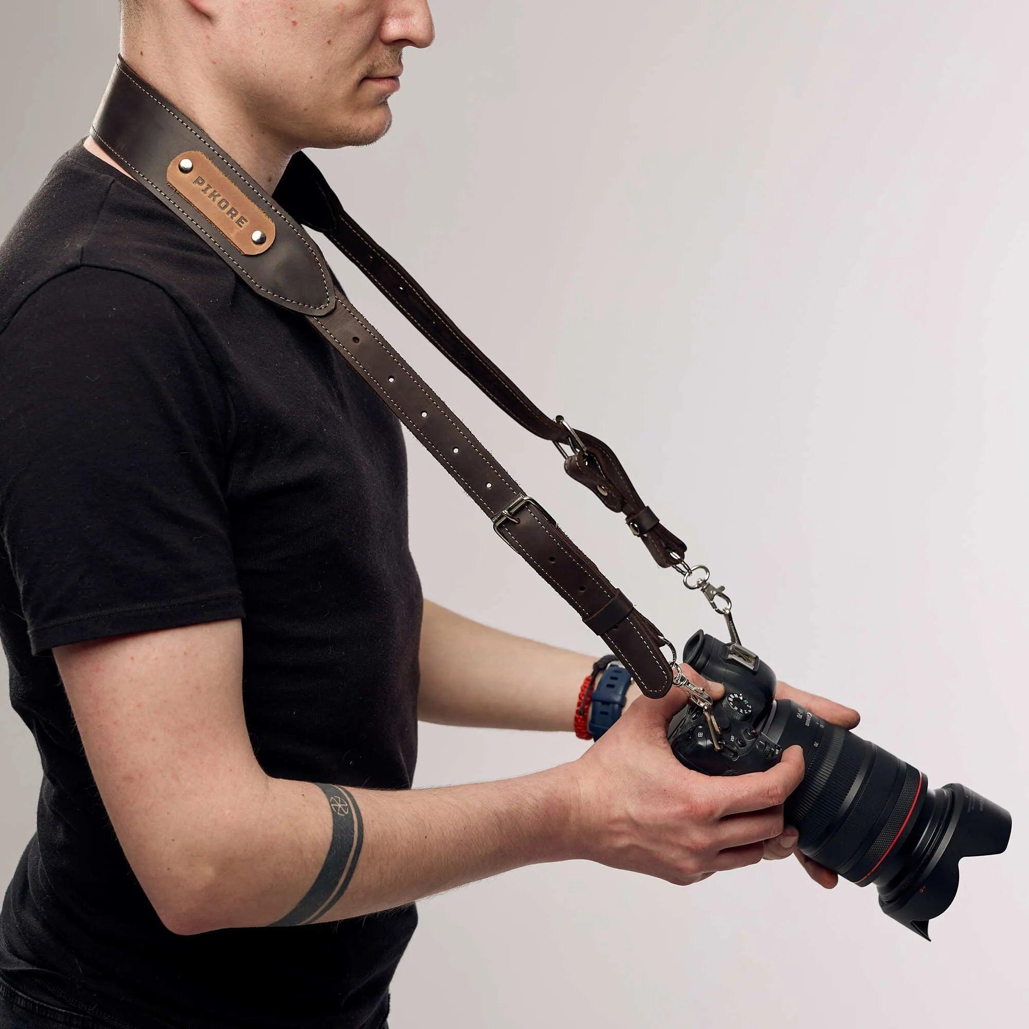 Premium Genuine Leather Camera Strap - Adjustable & Comfortable Neck Strap for DSLR/Mirrorless Cameras - Perfect for Travel, Photography & Everyday Use