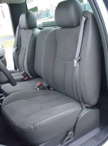 Durable Custom Fit Seat Covers for 2003-2007 Chevy Silverado & GMC Sierra - Gray Twill Fabric Work Truck Seat Protectors | Front 40/20/40 Split Bench with Manual Controls (No Console) | Perfect for Construction, Farming & Off-Road Adventures