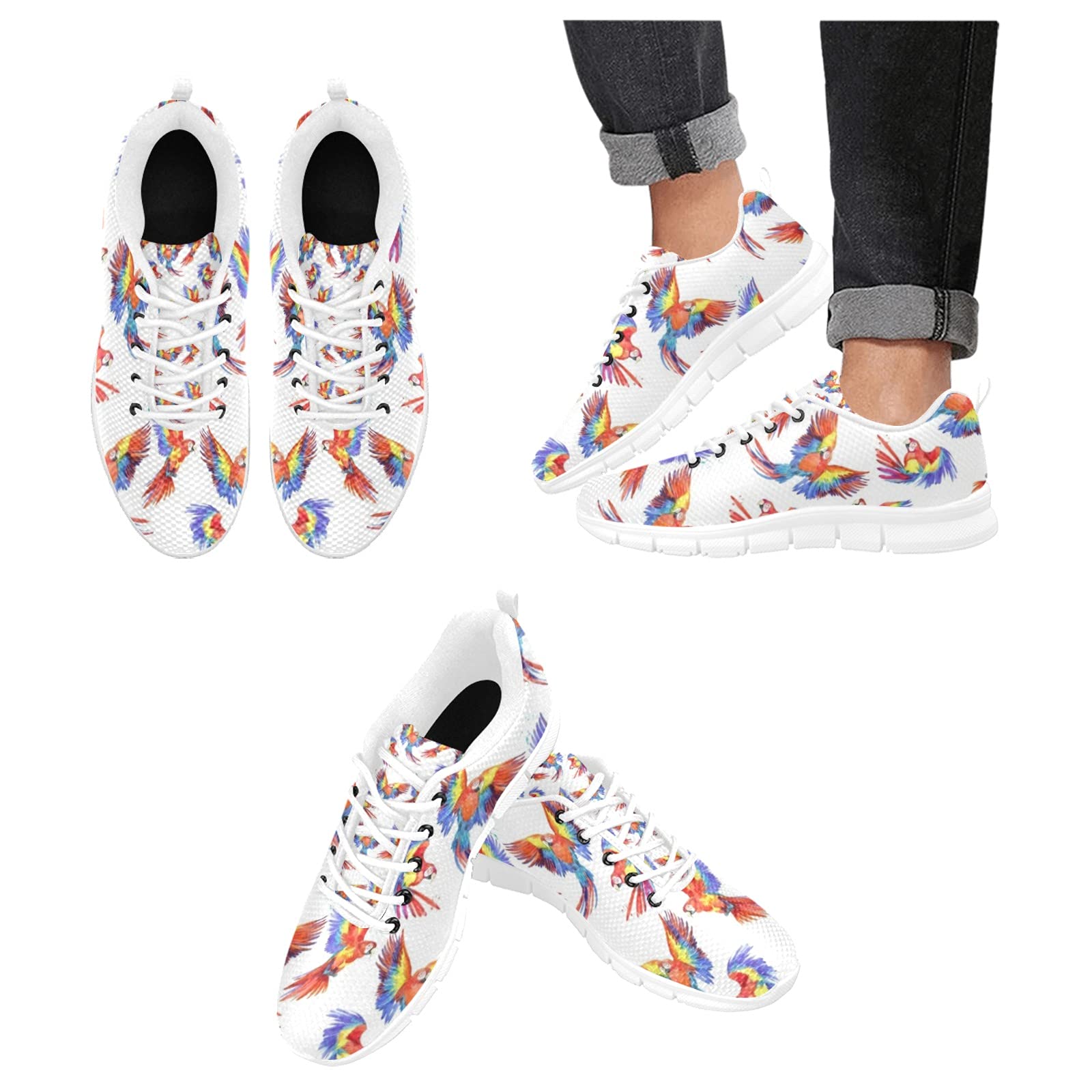 ANANGTEE Women's Parrot Print Sneakers - Lightweight Breathable Slip-On Walking Shoes with Arch Support & Non-Slip Sole | Casual Fashion Tennis Shoes for Women | Perfect for Daily Wear, Gym, Travel & Outdoor Activities