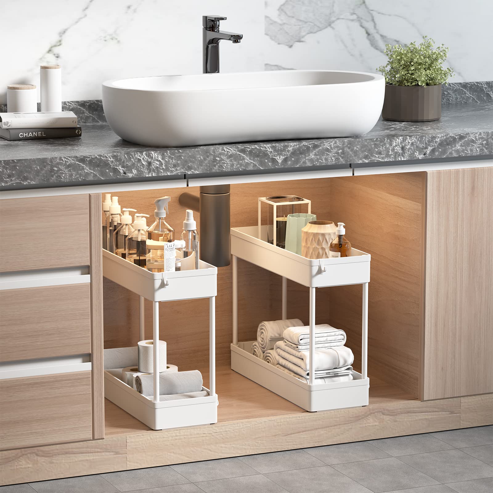 SOLEJAZZ 4-Tier Slim Rolling Storage Cart with Wheels - Narrow Bathroom, Laundry, Kitchen & Office Organizer - Perfect for Small Spaces, Bedside, Next to Fridge - White | Space-Saving Utility Cart for Home & Office Organization