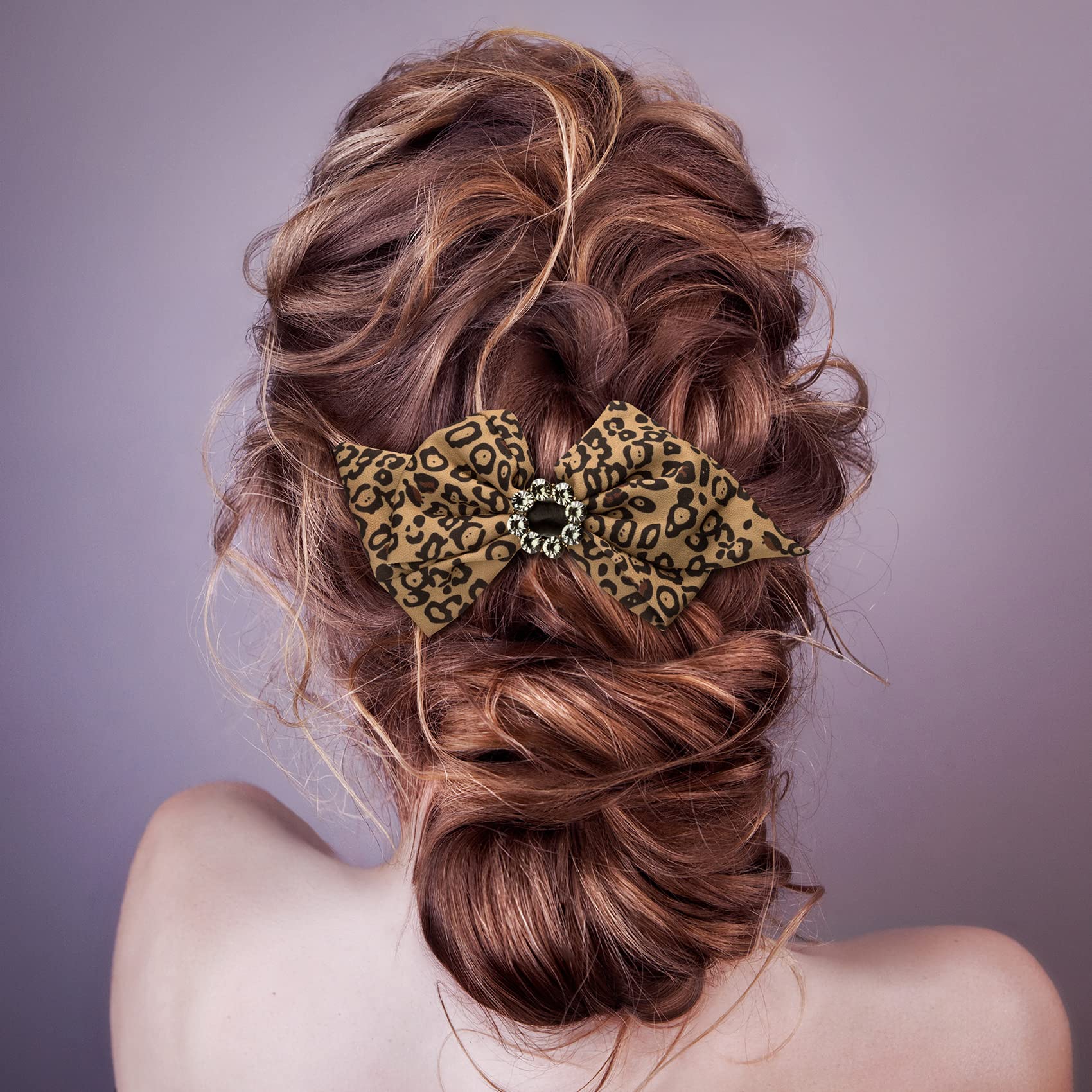 OIIKI 3PCS Large Rhinestone Leopard Hair Clips for Women & Girls - Brown Hair Barrettes for Christmas, Valentine's Day, Birthday Party - Perfect for Weddings, Prom, and Everyday Fashion Accessories