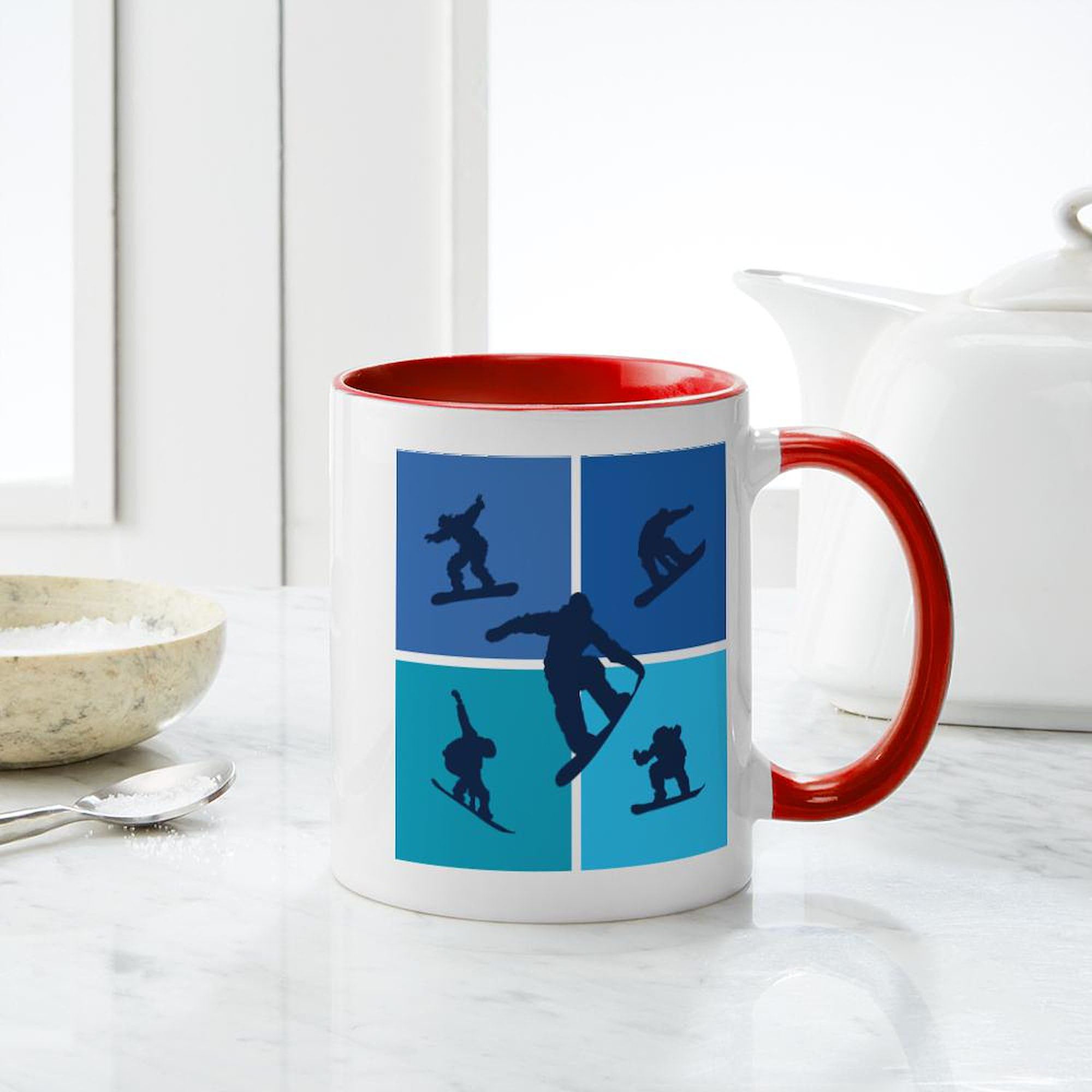 11 oz (325 ml) Ceramic Coffee Mug - Snowboarding Themed Gift for Skiers & Snowboarders - Perfect for Hot Drinks at Home, Office, or Mountain Lodge
