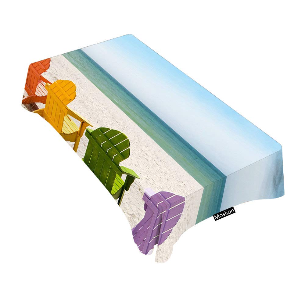 Moslion Hawaiian Beach Scenery Rectangular Tablecloth - 52x70 Inch Waterproof Dining Table Cover for Outdoor BBQ, Picnic, Coffee Table & Beach Chairs - Tropical Summer Decor