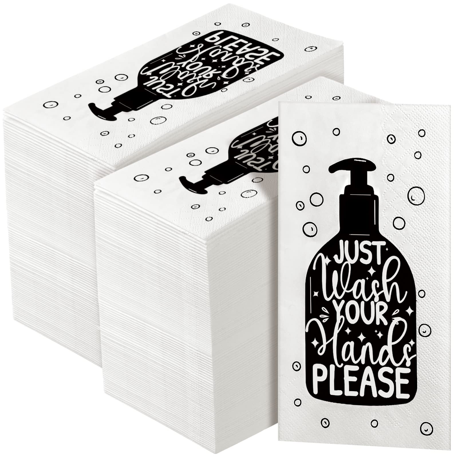 200-Pack Disposable Bathroom Napkins | Premium Guest Hand Towels for Powder Room, Wedding, Birthday & Holiday | Eco-Friendly & Absorbent (White/Black) - Perfect for Parties, Restrooms & Home Use