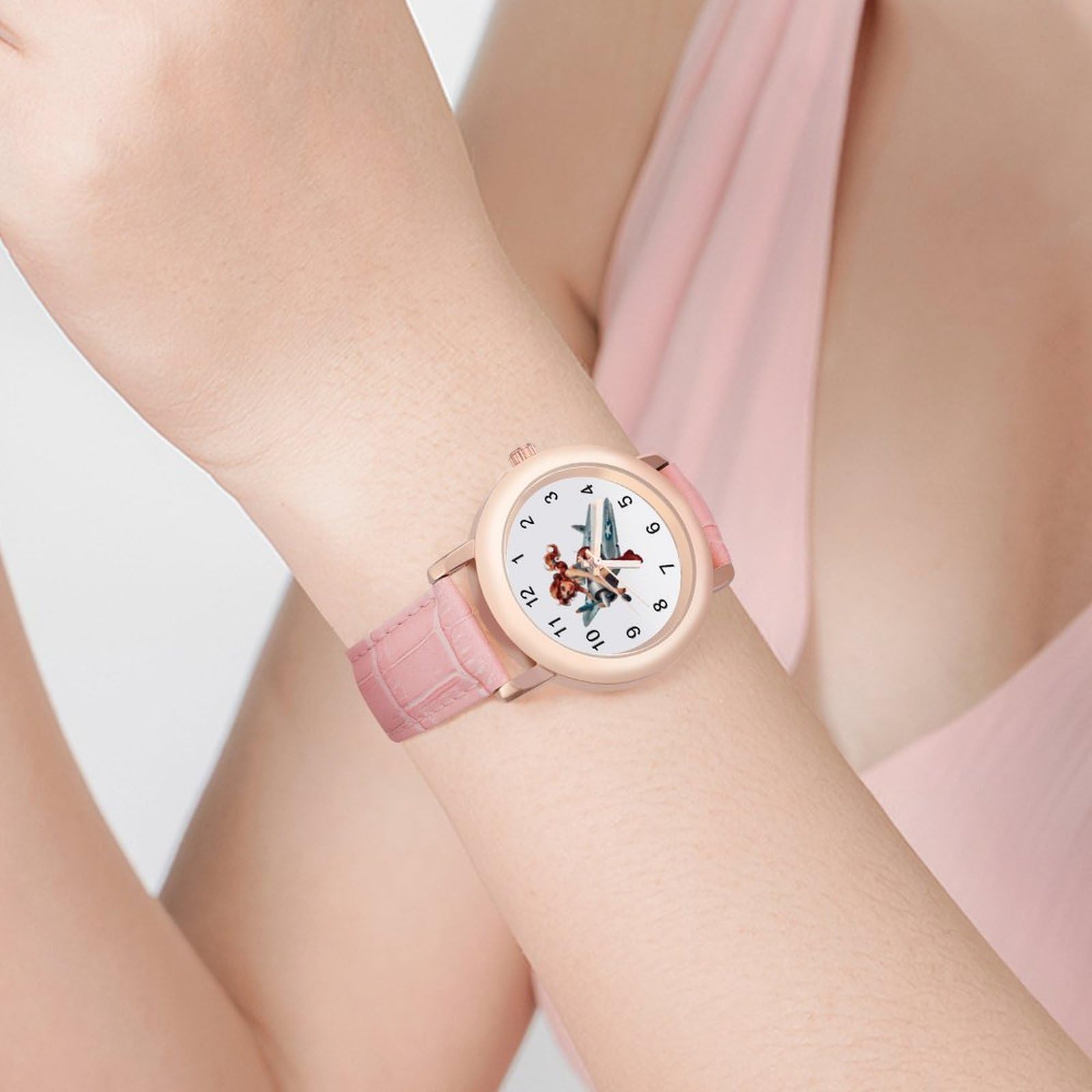 Pin Up Girl Bomber Women's Watch - Leather Strap Quartz Watch for Travel & Work