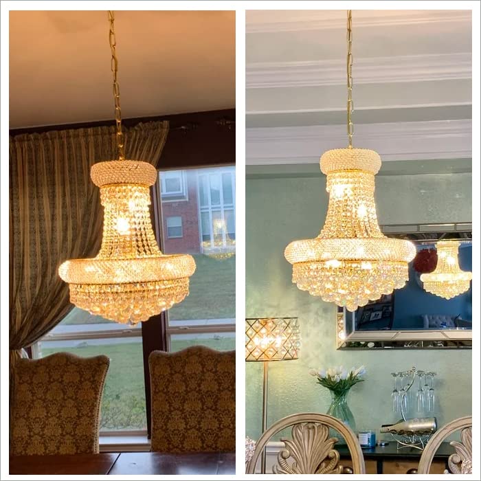10-Light Gold Finish Empire Crystal Chandelier - 18
