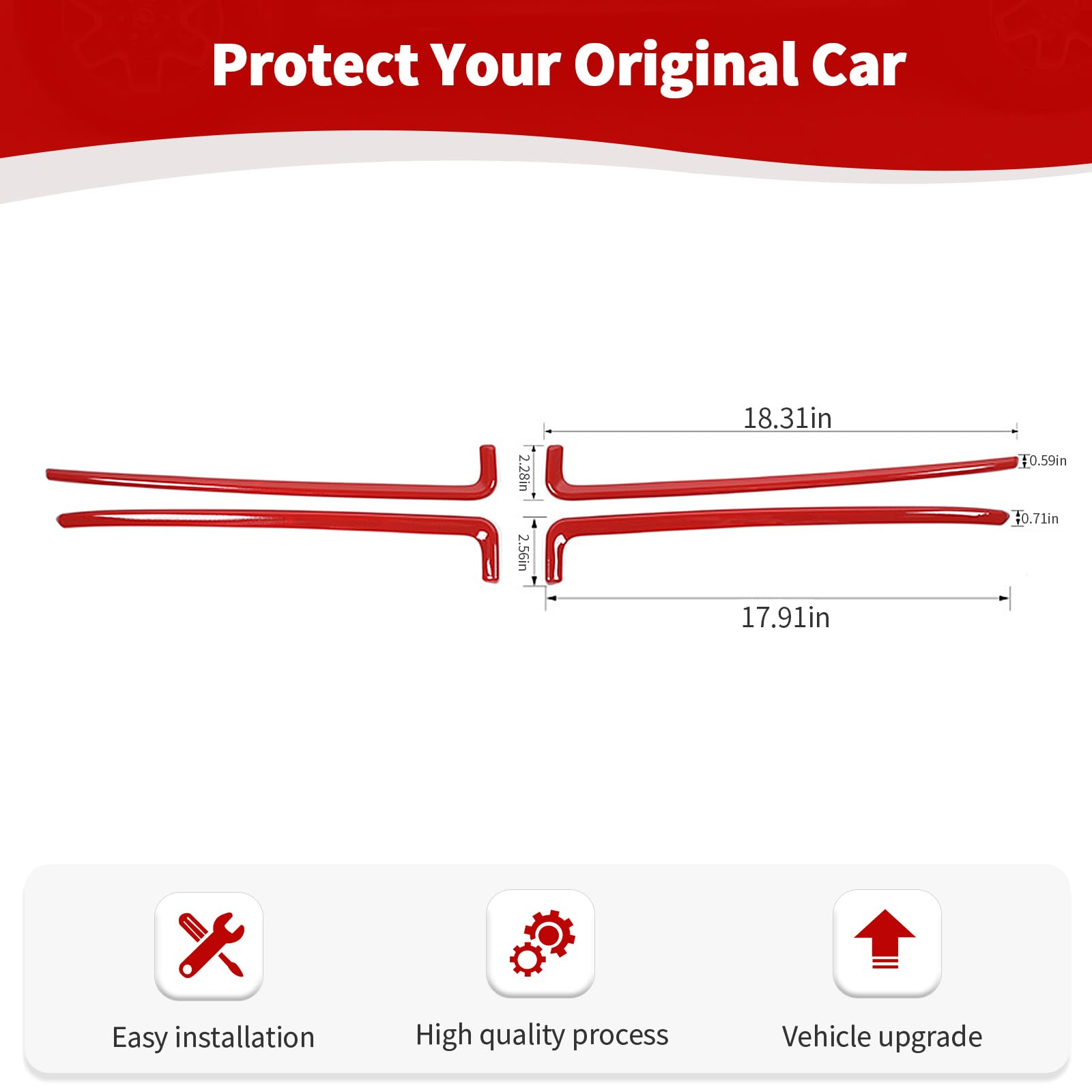 Red RT-TCZ Front Grill Grille Inserts Trim Cover for 2015+ Dodge Charger - Exterior Car Accessories (4-Piece Set) - Upgrade Your Ride's Style & Protection