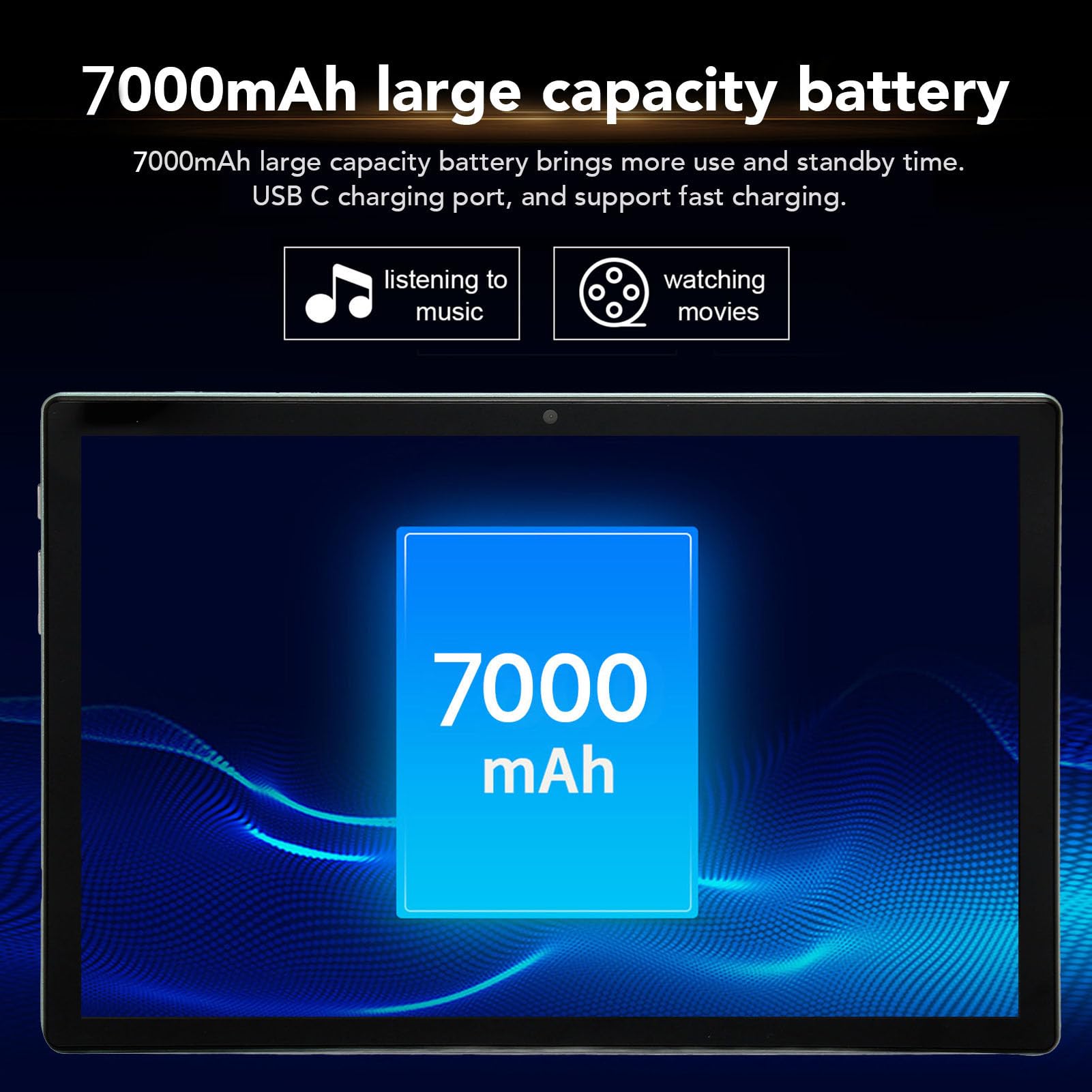 10.1 Inch Android Tablet with 8GB RAM 256GB ROM, Octa-Core Processor, 4G LTE/5G WiFi, Dual Camera, 7000mAh Battery - FHD Screen & Dual Speakers for Business & Office Use - US Plug (Model 2178) - Perfect for Video Calls, Presentations & Remote Work