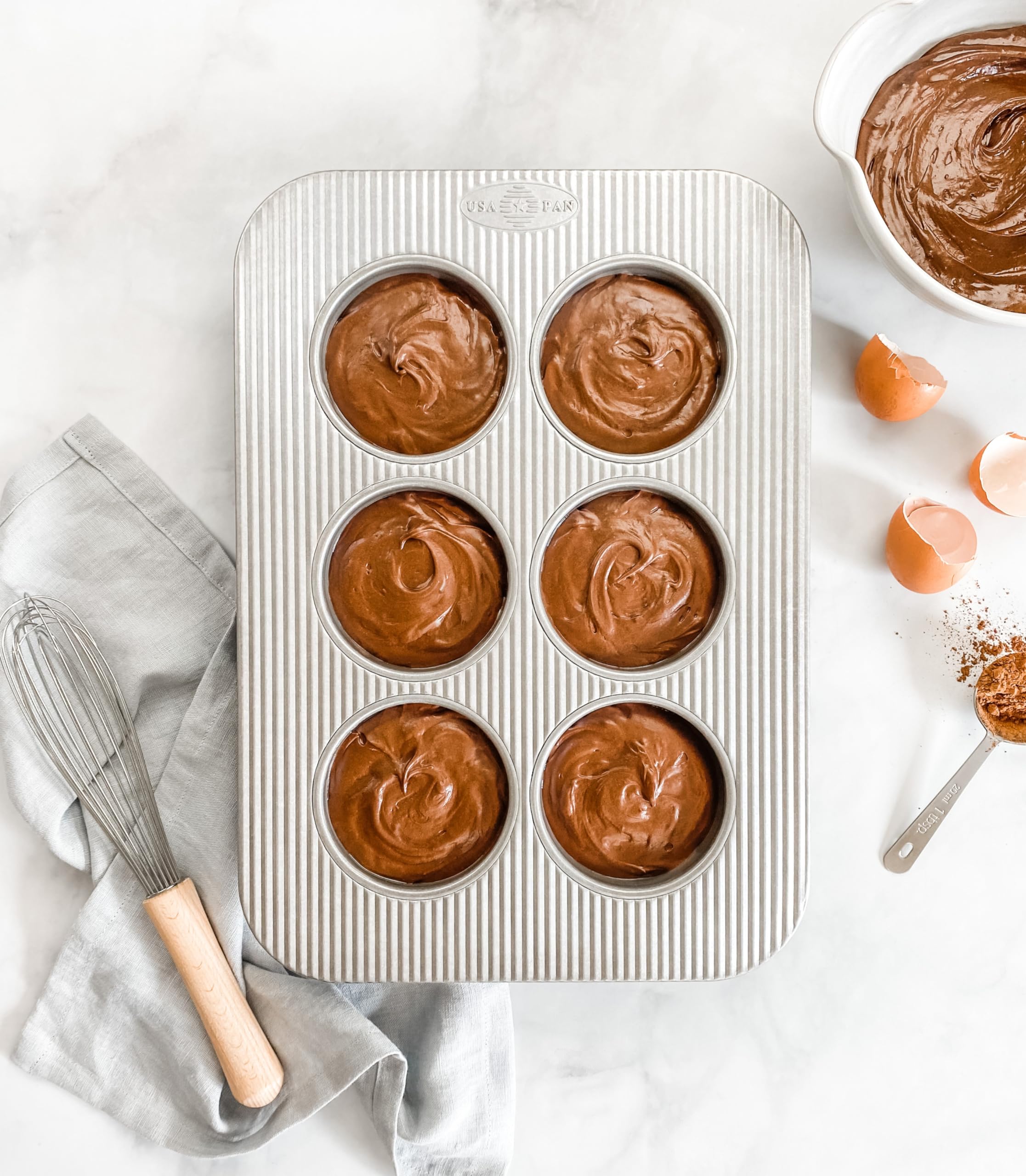USA Pan Nonstick 6-Cup Muffin Pan for Toaster Ovens - Heavy Duty Aluminized Steel Bakeware - Perfect for Muffins, Cupcakes & Mini Pies (Home Baking, Breakfast, Parties)