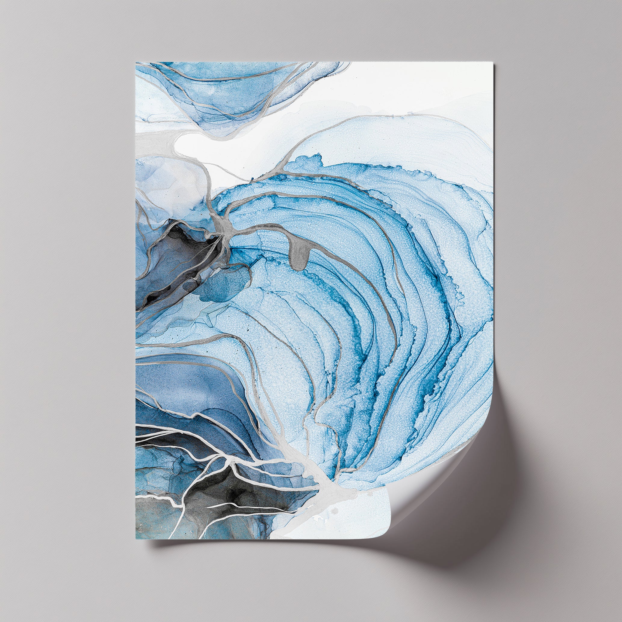Abstract Ocean Swirl Canvas Print - Indigo & Slate Blue Wall Art for Home & Office Decor | Modern Coastal Painting for Living Room, Bedroom