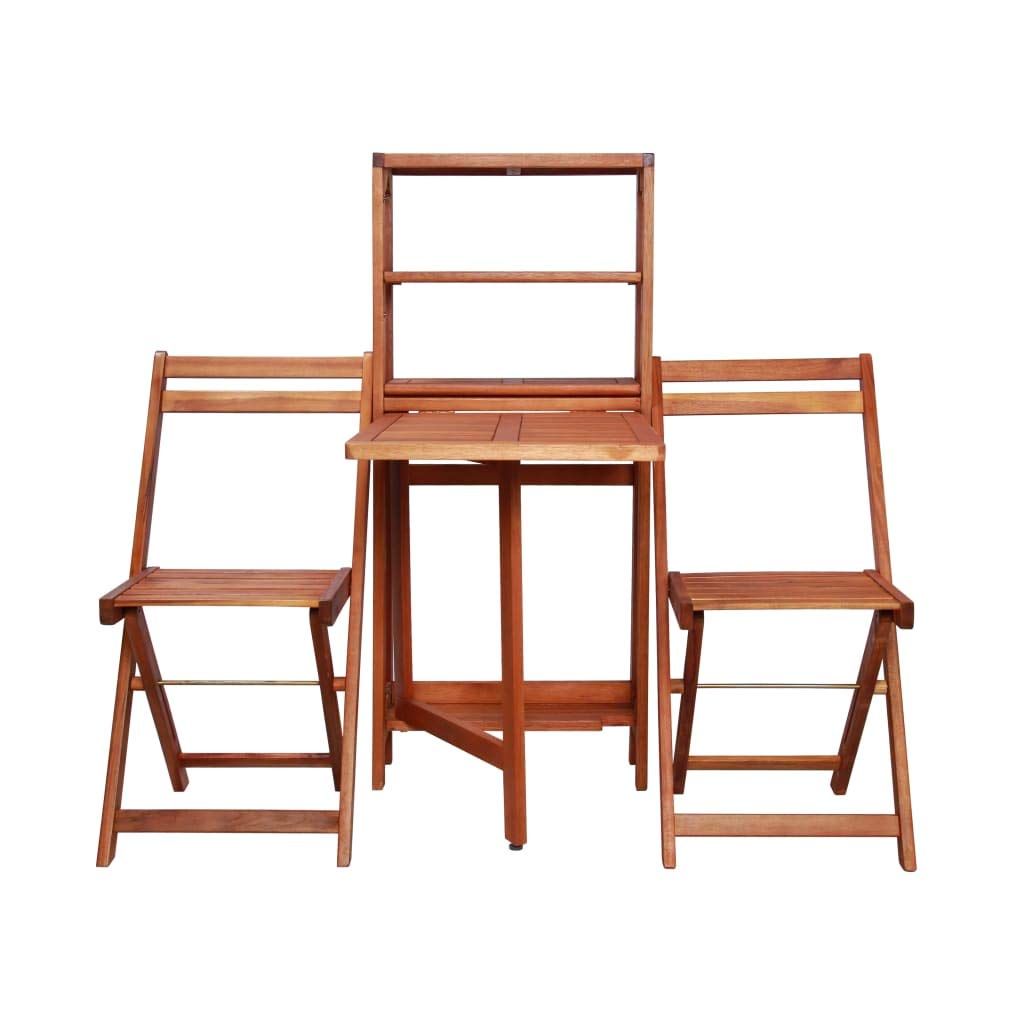 Tidyard 3-Piece Folding Bistro Set - Acacia Wood Patio Dining Table with 2 Folding Chairs - Space Saving Outdoor Furniture for Garden, Patio, Balcony, Backyard - Perfect for Small Spaces, Morning Coffee & Al Fresco Dining