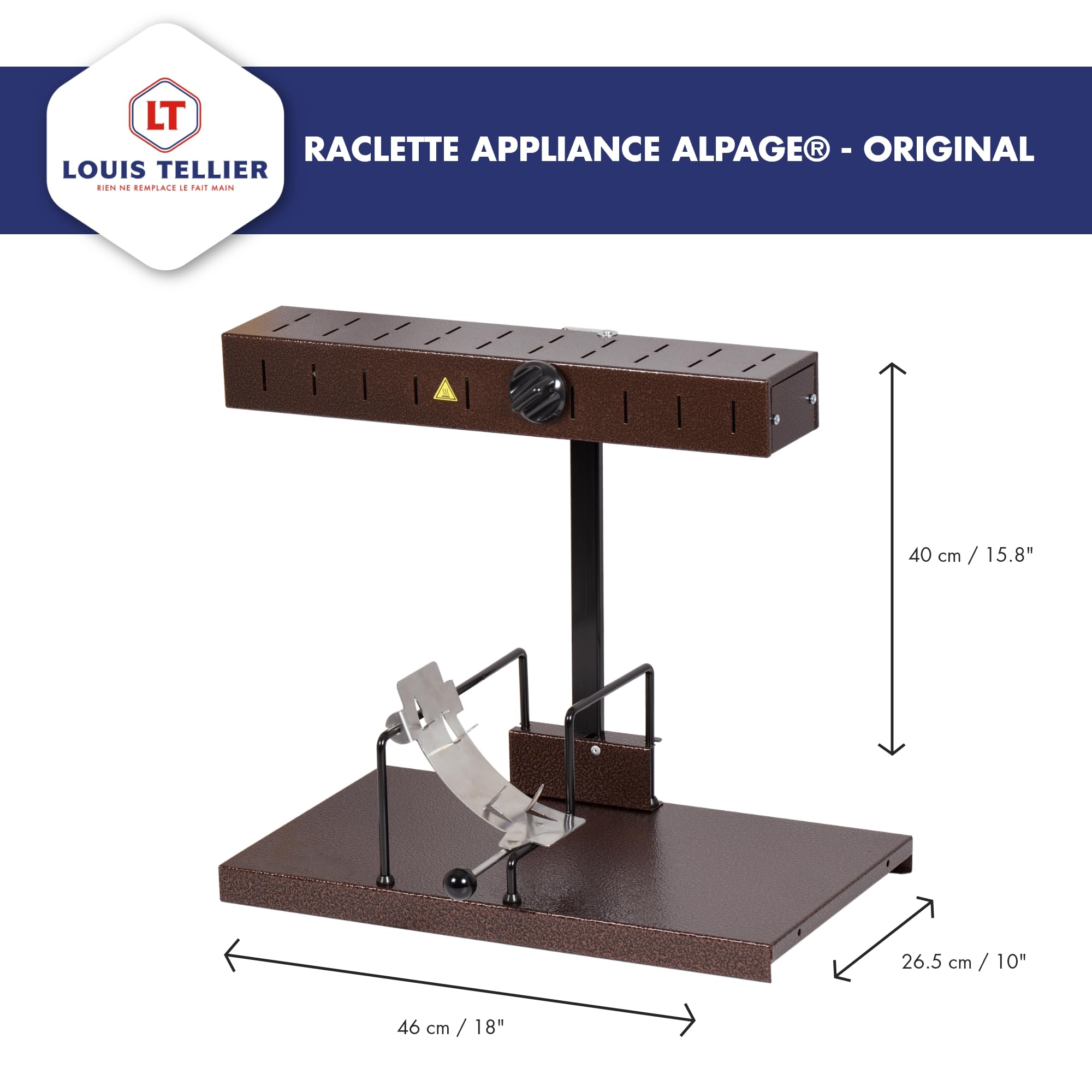 Premium BRON COUCKE Alpage Raclette Cheese Melter - Authentic French Half Wheel Cheese Warmer for Home & Commercial Use - Adjustable 110V Heating Rod - Made in France - Perfect for Parties, Fondue Nights & Family Gatherings