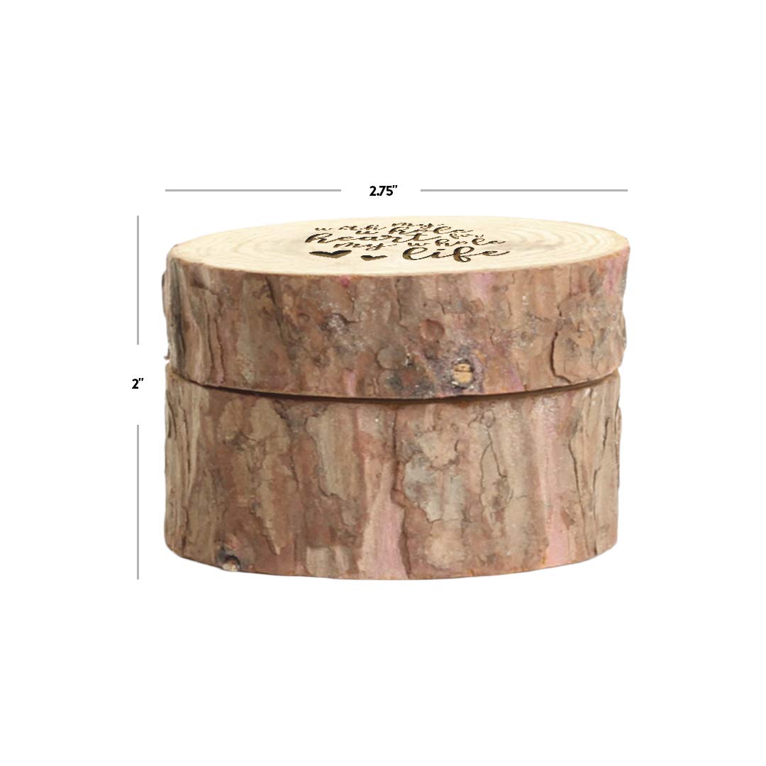 Koyal Wholesale Engraved Oak Wood Ring Box - Premium Real Wood Engagement Jewelry Box with 'With My Whole Heart for My Whole Life' Engraving - Perfect for Wedding Proposals, Anniversary Gifts & Romantic Surprises
