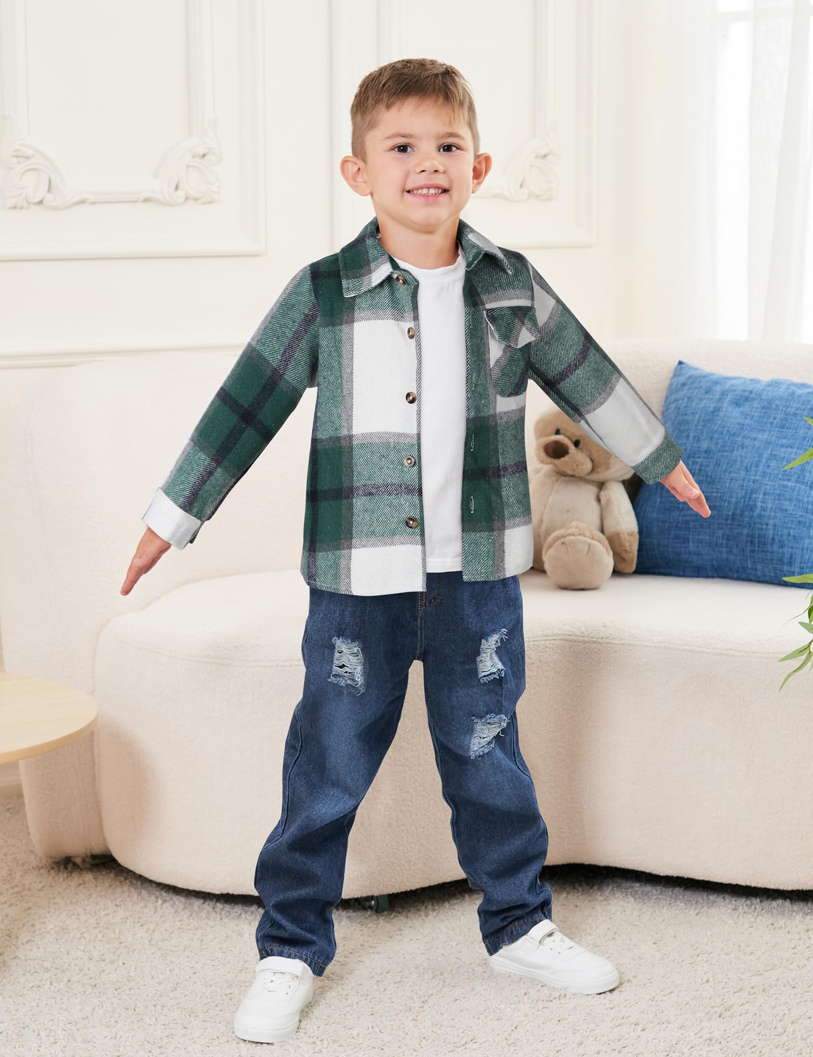 3Pcs Toddler Boy Outfit - Button Down Shirt, T-Shirt & Pants Set | Winter Clothes for Boys 1-3 Years | Warm Casual Wear for Playdates & Holiday Gatherings