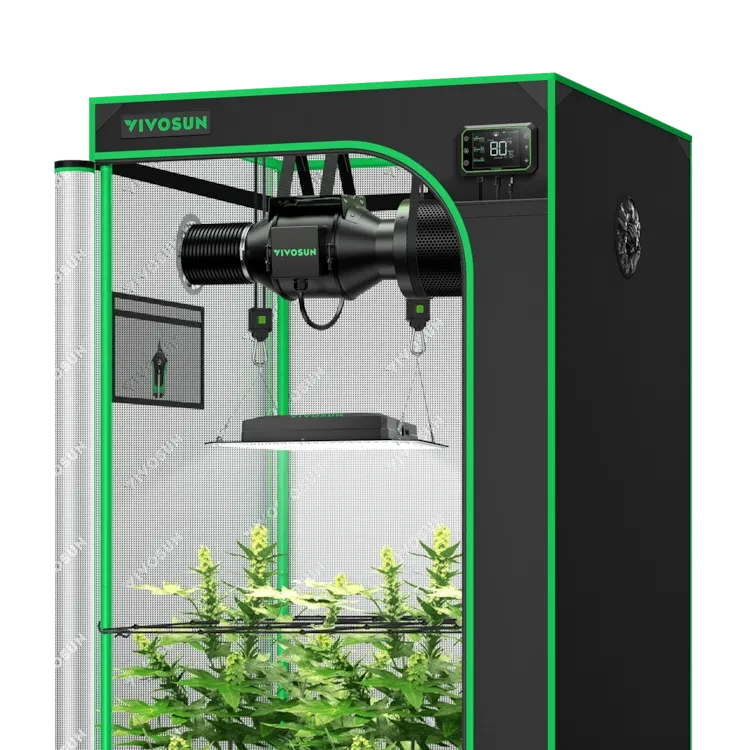 Vivosun 2.7' x 2.7' Smart Grow Tent Kit for Indoor Plants - Complete 2 Plant G4 Hydroponic System with Reflective Mylar & Ventilation Ports - Perfect for Home Gardening, Seed Starting & Herb Cultivation