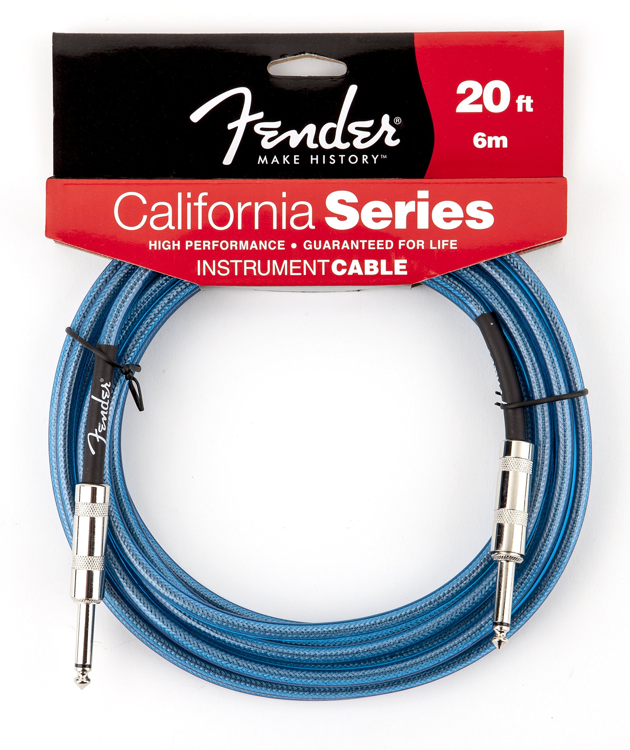 Fender California Series 20-Foot Instrument Cable for Electric Guitar, Bass, Mandolin & Pro Audio - High-Quality Daphne Blue - Perfect for Live Performances, Studio Recording & Home Practice
