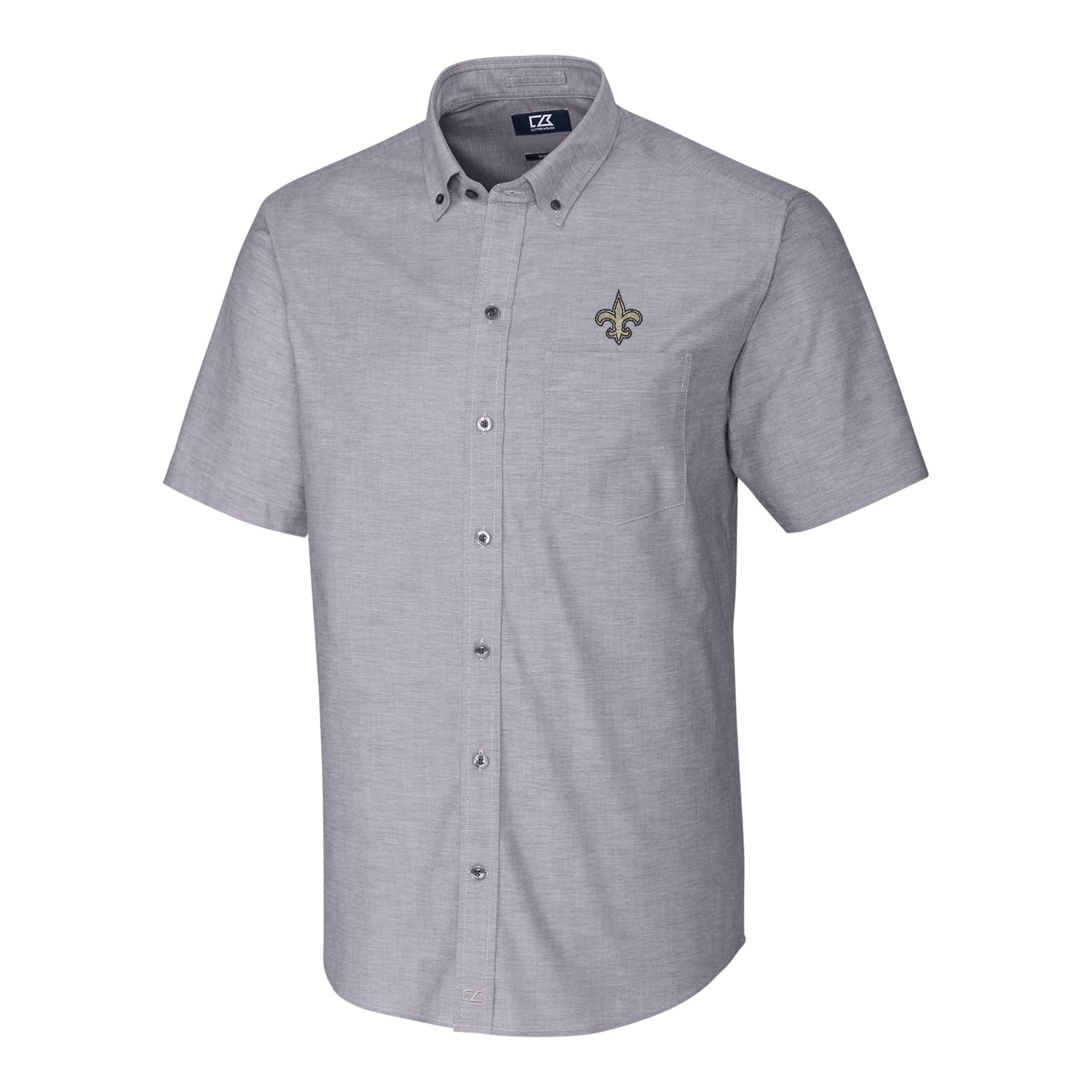 Cutter & Buck Men's NFL Stretch Oxford Short Sleeve Button Down Shirt - Comfortable Woven Casual Wear for Game Day, Office & Outdoor Activities