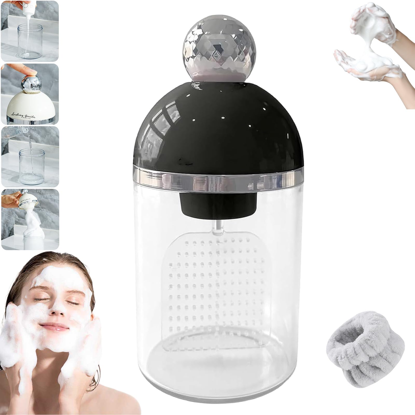 2024 New Rechargeable Electric Foam Maker for Face Wash & Shampoo - Portable Soap Dispenser & Cleanser Bubbler - Skincare Tools for Home & Travel - Perfect for Daily Cleansing & Spa Days (Elegant Black)
