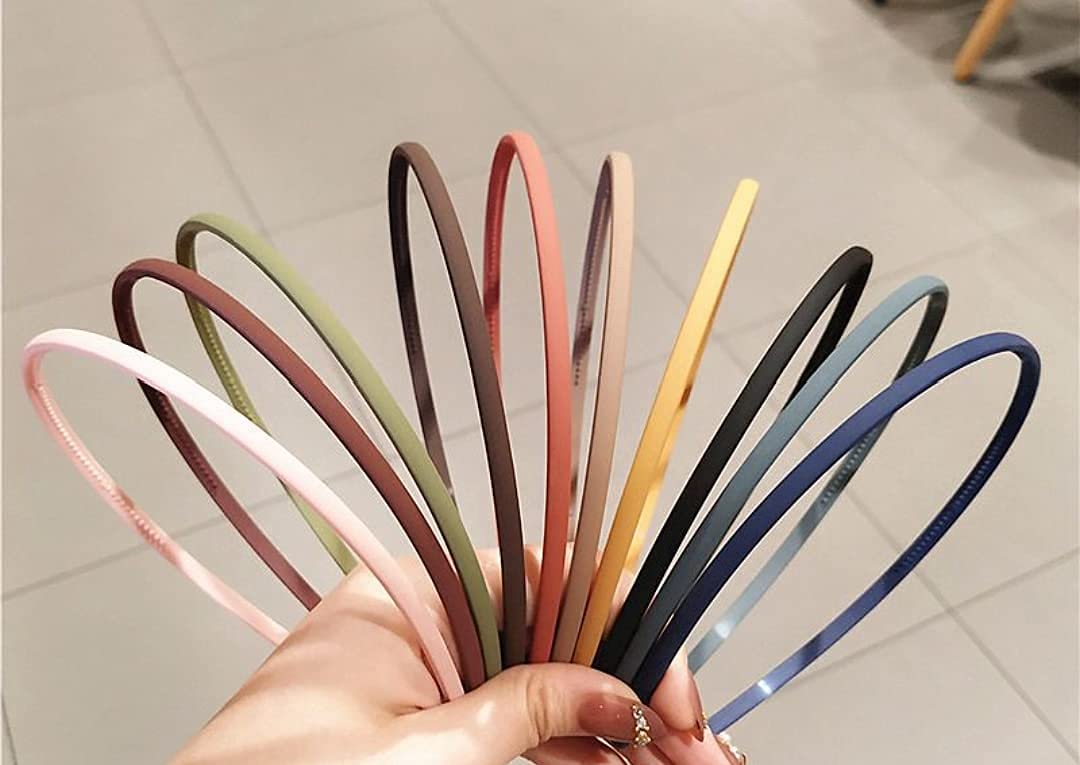 SUNBIRD 6 Pack Plastic Headbands for Women & Girls - Skinny DIY Hair Bands for Halloween, Cosplay, Party, School & Daily Wear - Multi Color Hair Accessories Set