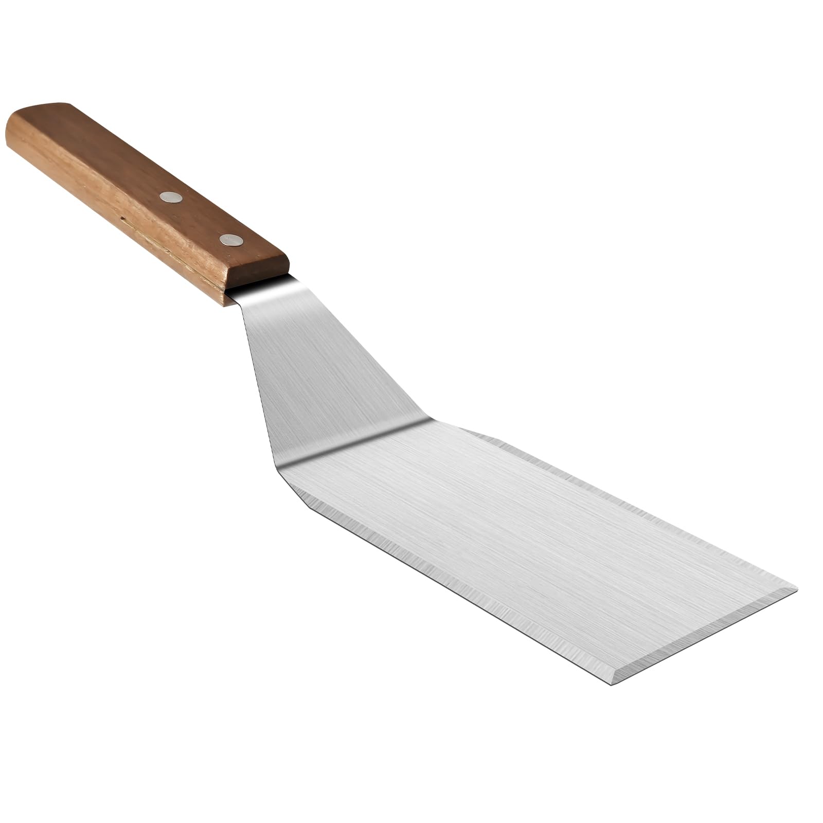 Premium Stainless Steel Spatula with Wooden Handle - Heavy Duty Grill Turner for Cast Iron Skillet, Pancake Flipper & Flat Top Griddle Scraper - Ideal for BBQ, Camping, Kitchen Cooking & Outdoor Grilling