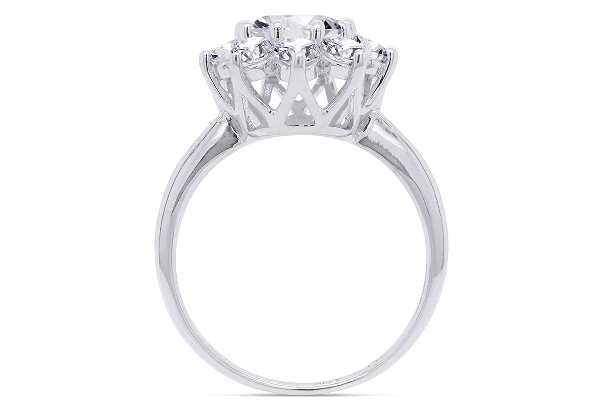 1.20ct Round Cut Lab Created Moissanite Engagement Ring for Women - 7mm G-H Color Halo Cluster in 14k Gold Over Sterling Silver - Perfect Anniversary, Wedding & Valentine's Day Gift for Her