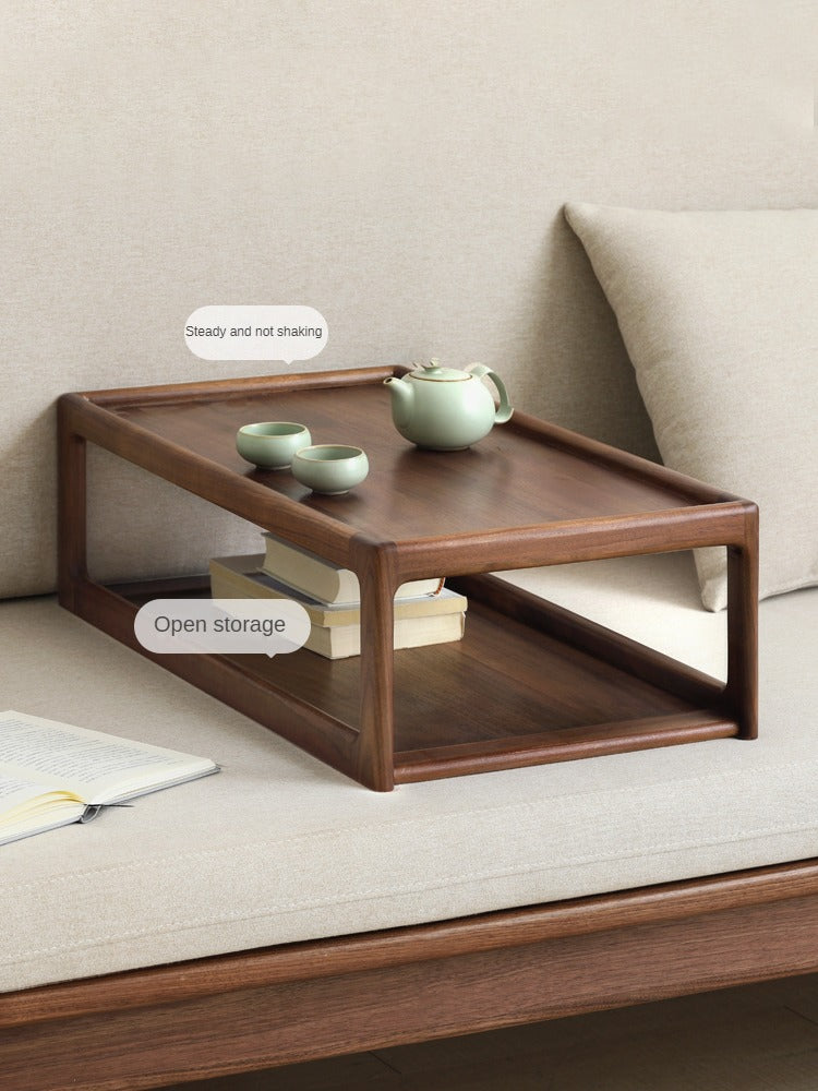 Premium Black Walnut, Ash & Oak Solid Wood Japanese Tatami Tea Table - Traditional Zen Style Low Table for Tea Ceremony, Meditation & Living Room Decor